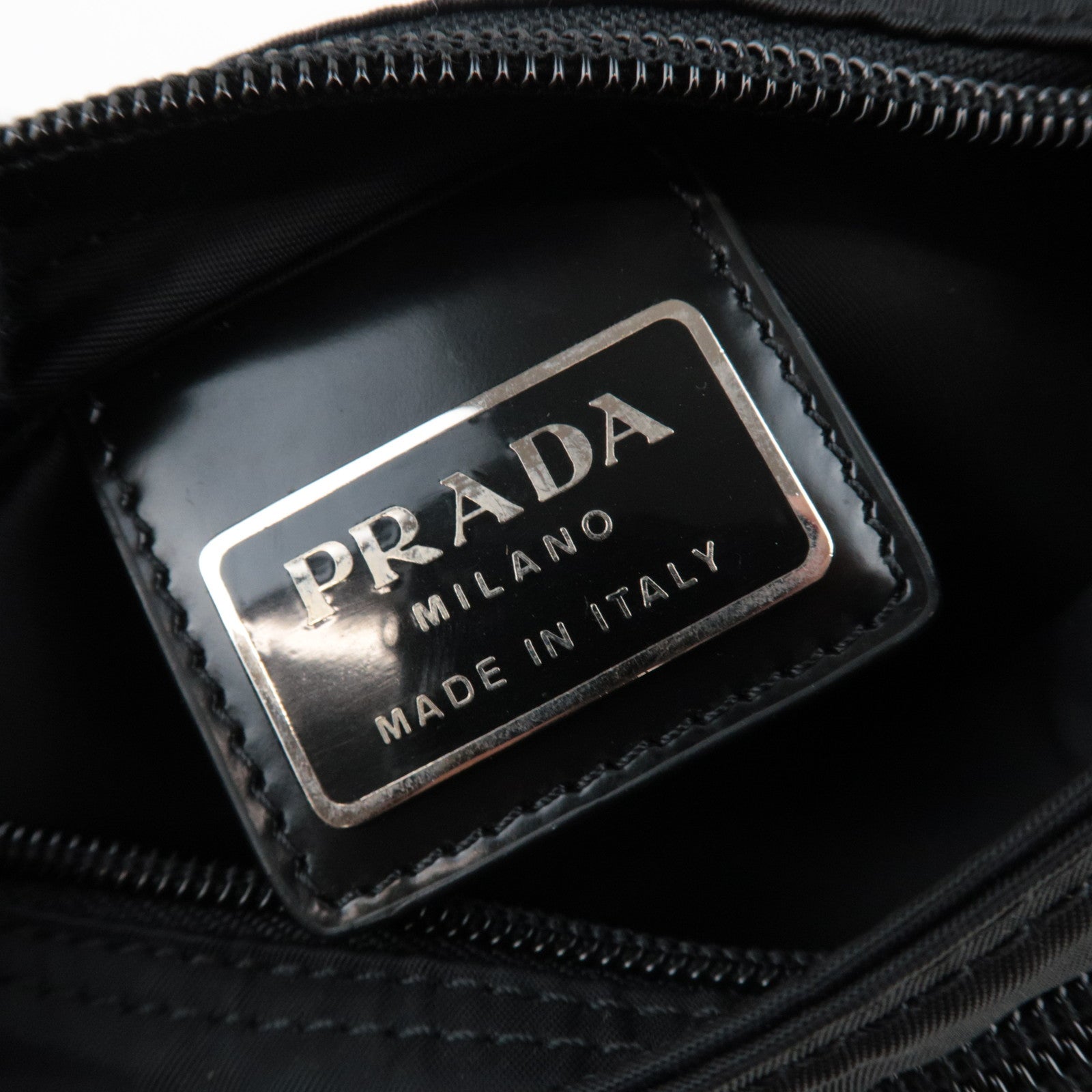 PRADA Logo Shoulder Bag Nylon Black B7372 *G card