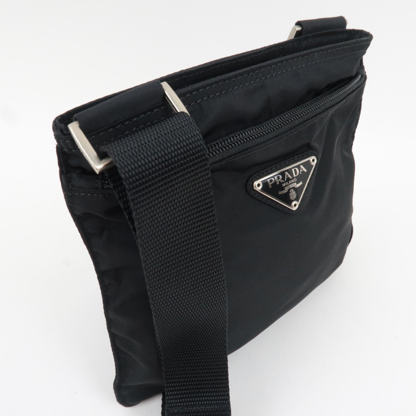 PRADA Logo Shoulder Bag Nylon Black B7372 *G card