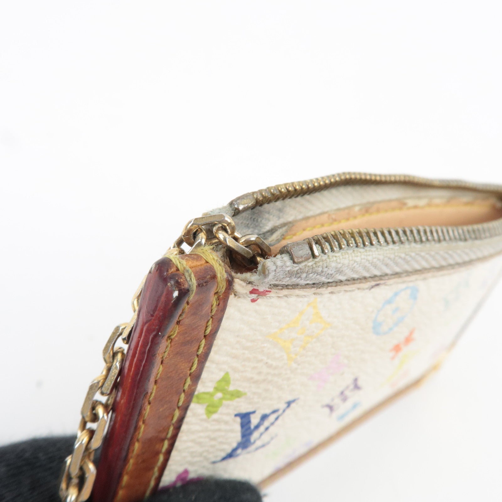 Louis Vuitton Monogram Multicolor Pochette Cles Blanc M92655 CA0025