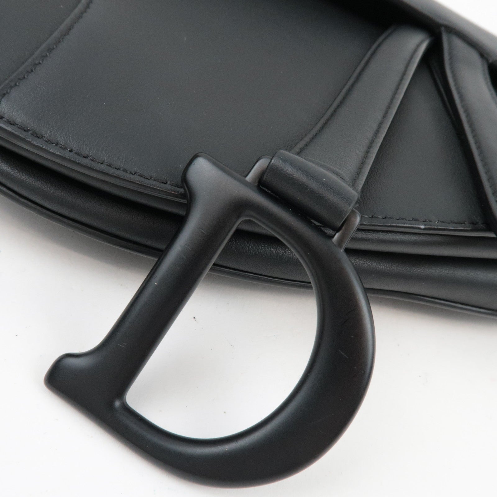 Christian Dior Saddle Bag One-Shoulder Bag Calf Leather All Black *G card