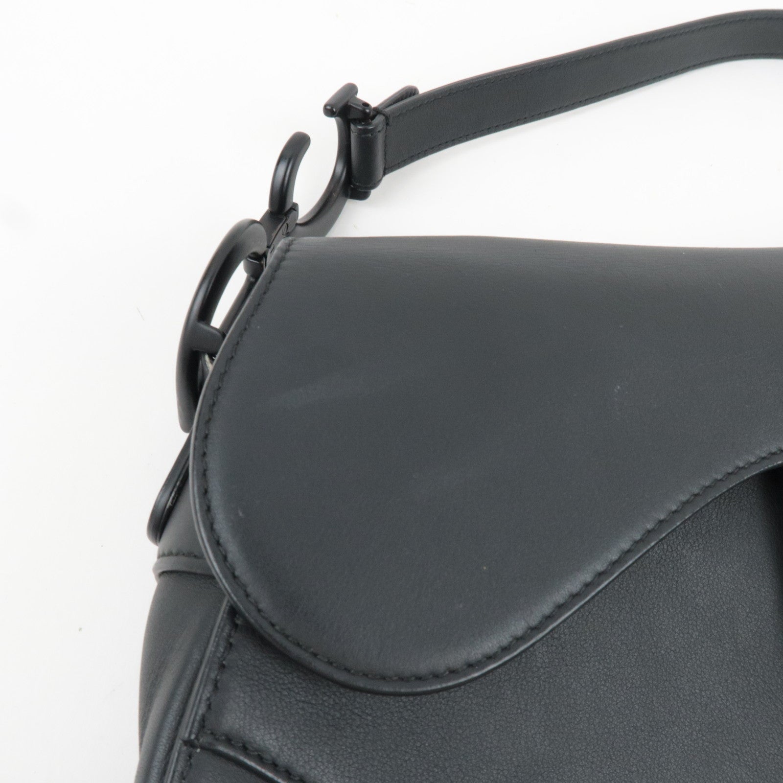 Christian Dior Saddle Bag One-Shoulder Bag Calf Leather All Black *G card