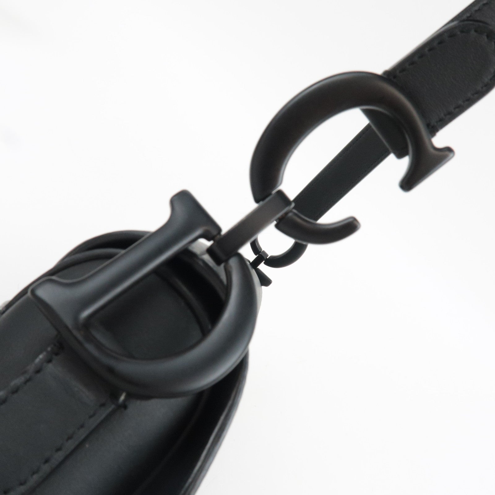 Christian Dior Saddle Bag One-Shoulder Bag Calf Leather All Black *G card