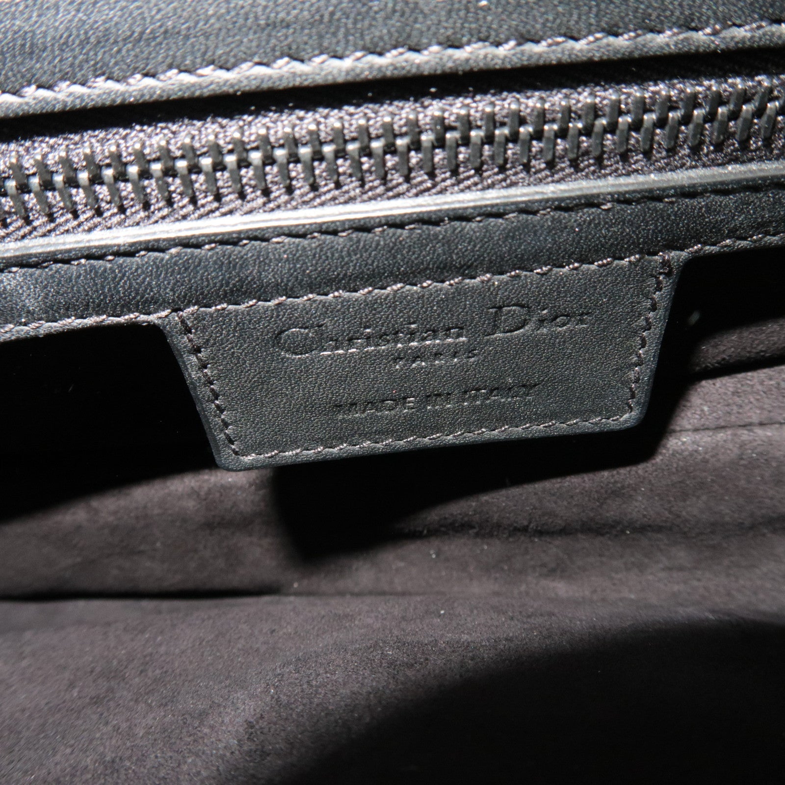 Christian Dior Saddle Bag One-Shoulder Bag Calf Leather All Black *G card