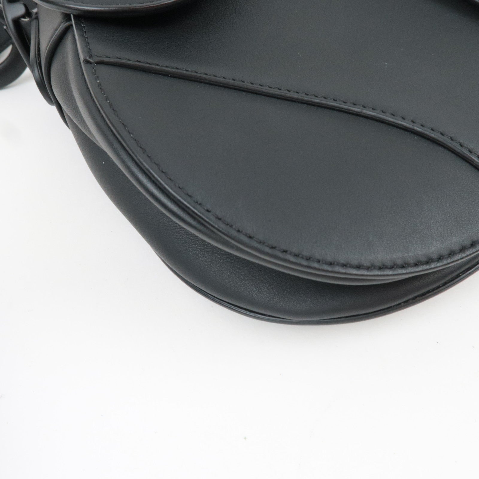 Christian Dior Saddle Bag One-Shoulder Bag Calf Leather All Black *G card