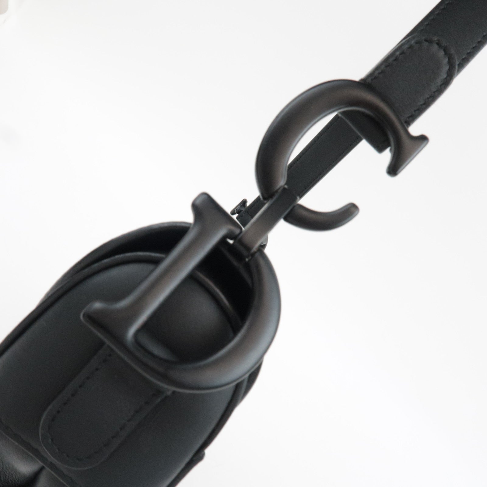 Christian Dior Saddle Bag One-Shoulder Bag Calf Leather All Black *G card