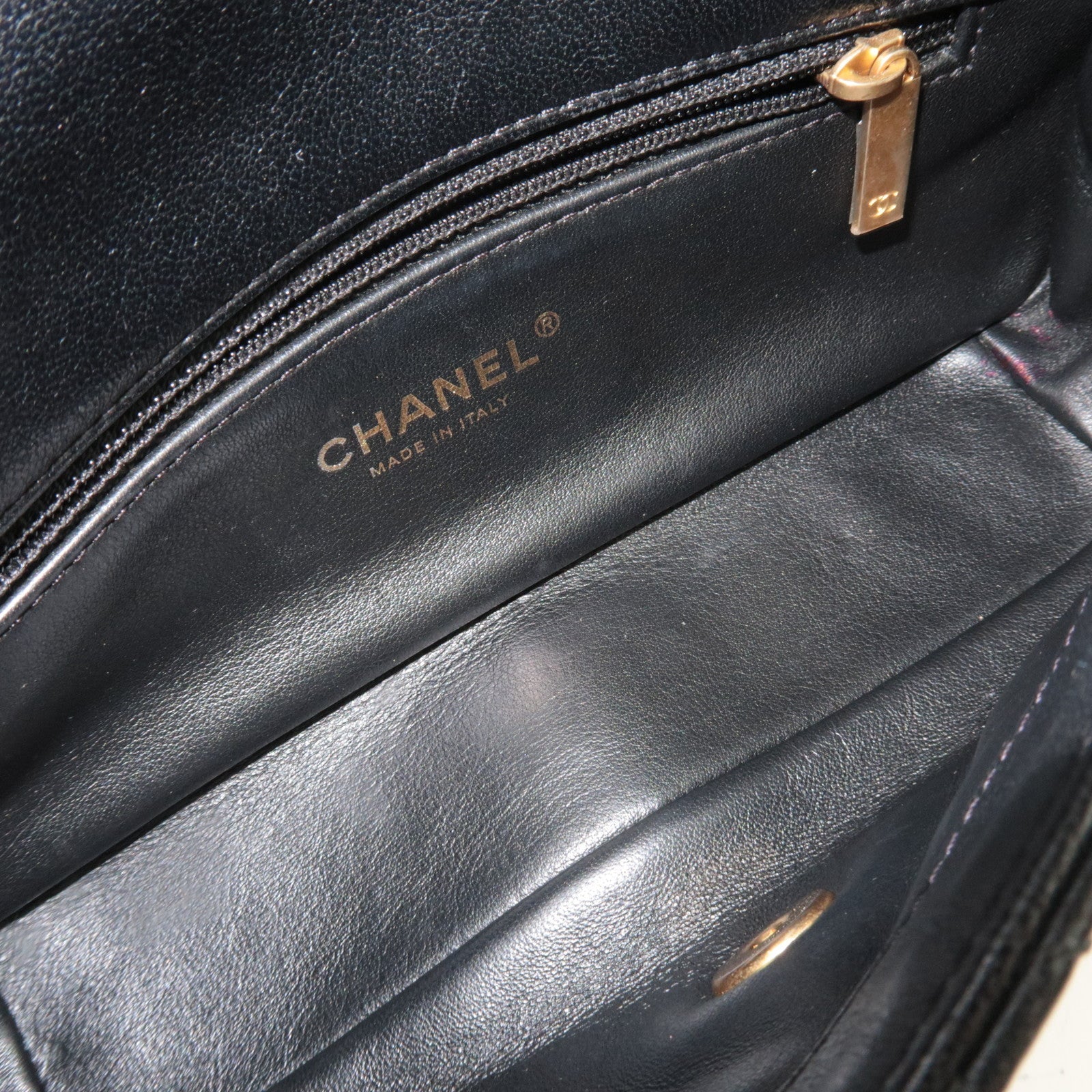 CHANEL Matelasse 2Way Chain Shoulder Bag Lambskin Black Gold HDW 30993840 *G card