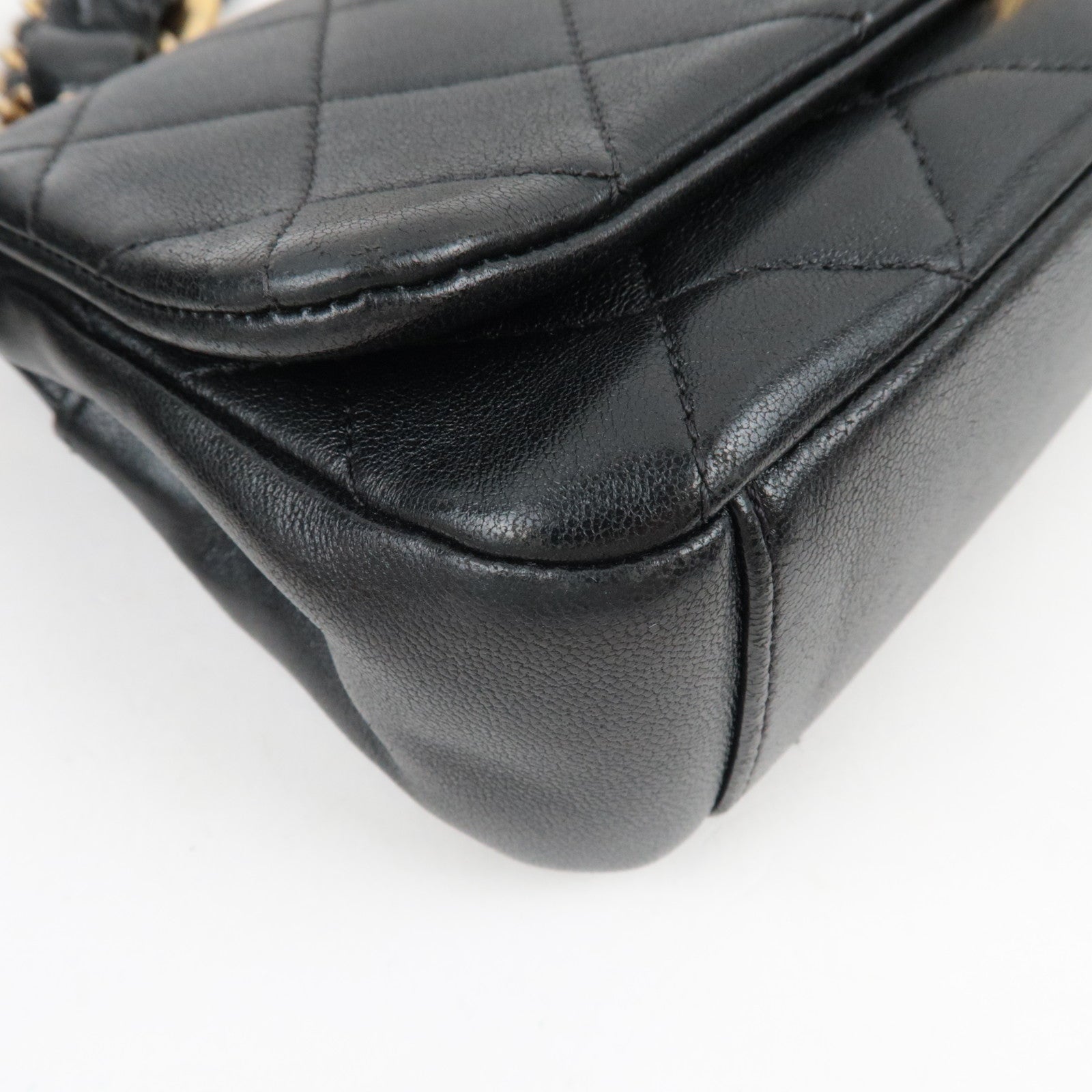 CHANEL Matelasse 2Way Chain Shoulder Bag Lambskin Black Gold HDW 30993840 *G card