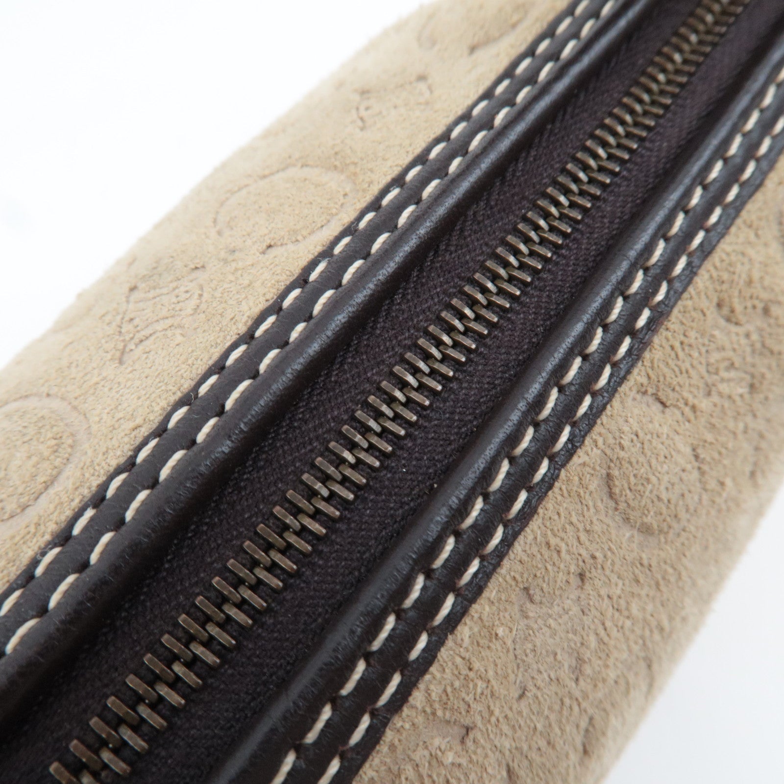 CELINE C Macadam Handbag Suede Leather Beige Brown *Dust bag