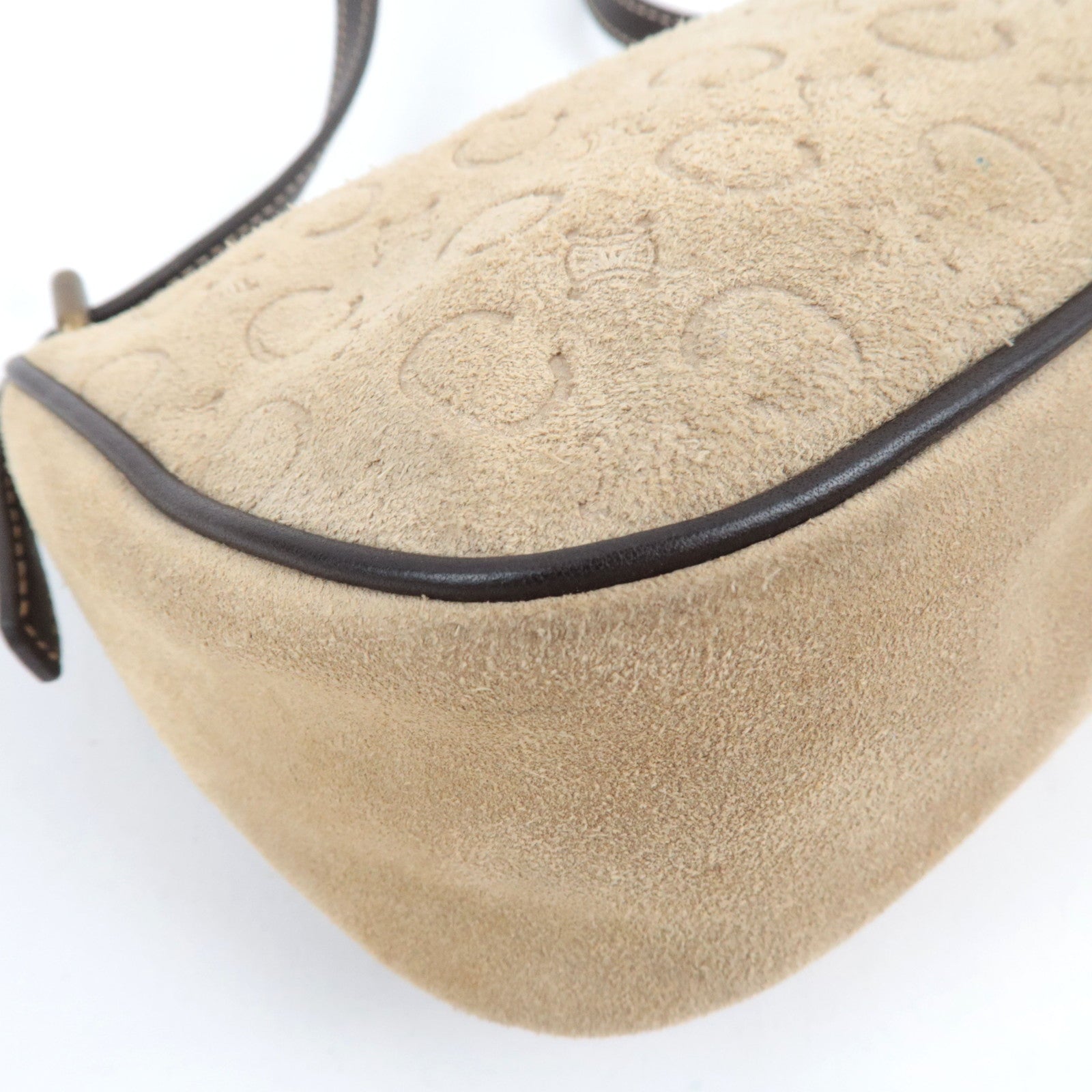 CELINE C Macadam Handbag Suede Leather Beige Brown *Dust bag