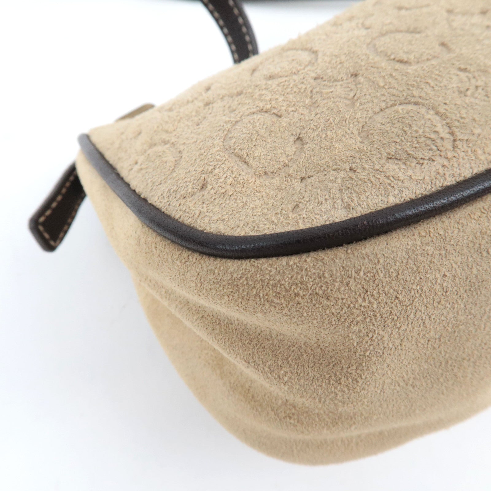 CELINE C Macadam Handbag Suede Leather Beige Brown *Dust bag