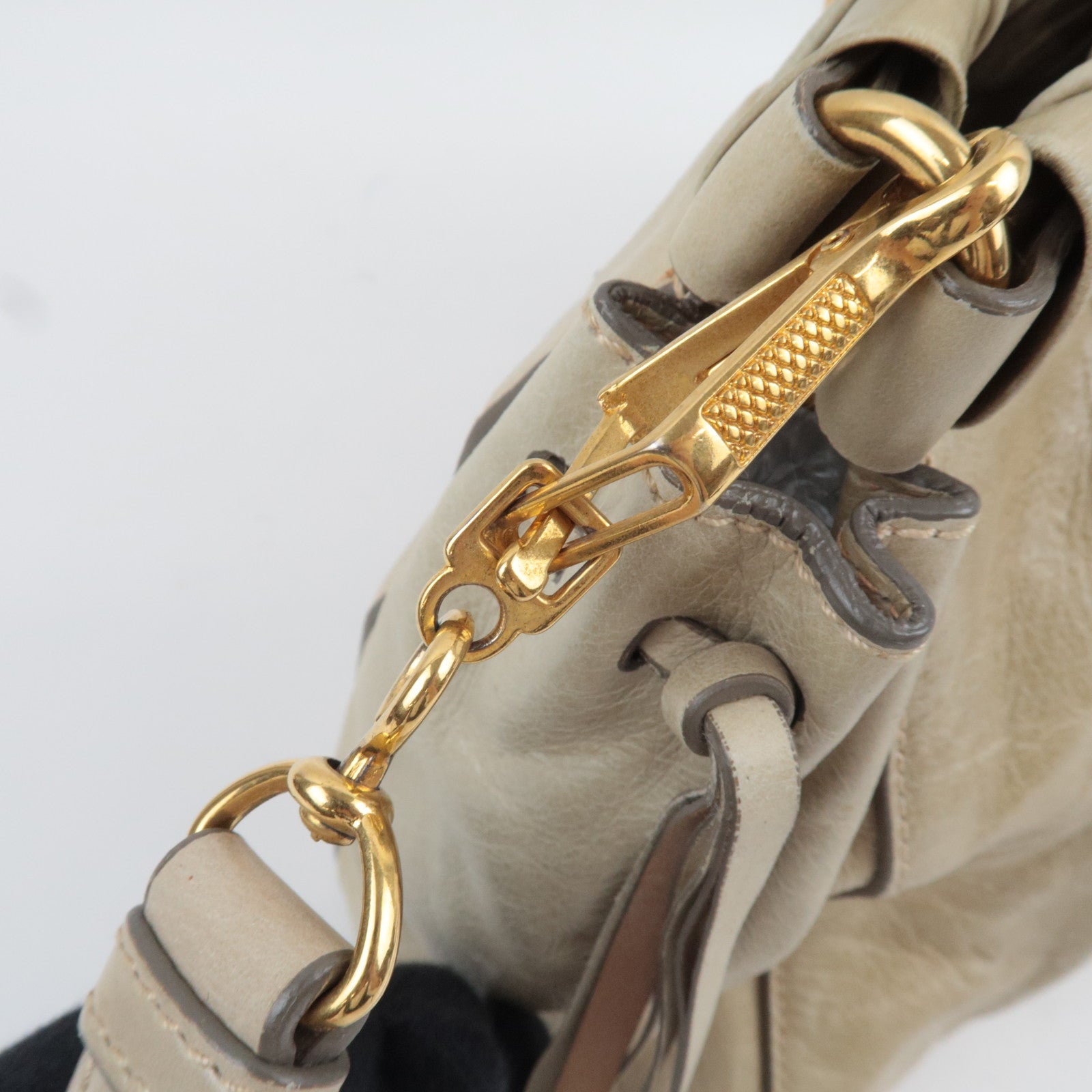 MIU MIU 2Way Handbag Leather Beige *Dust bag