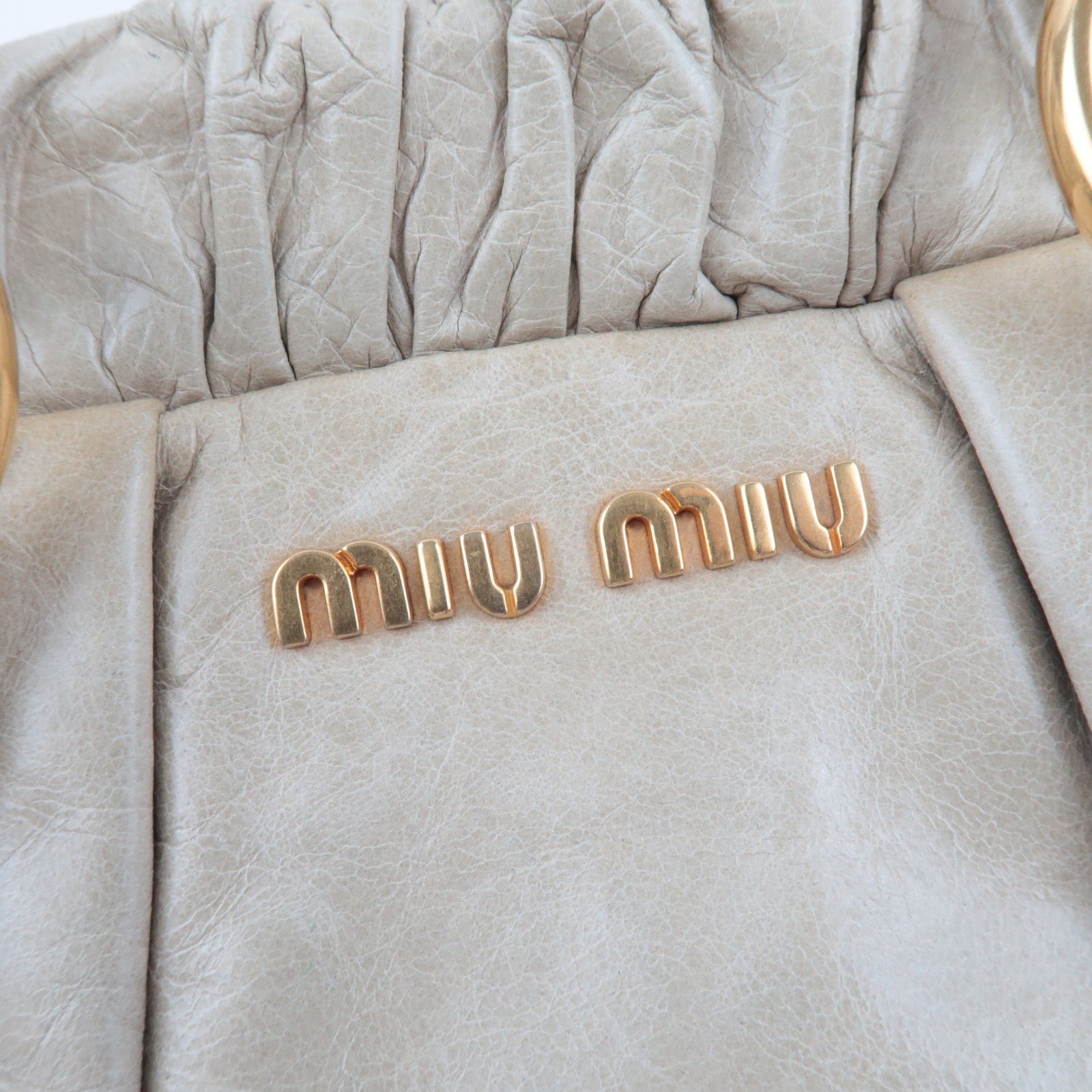 MIU MIU 2Way Handbag Leather Beige *Dust bag