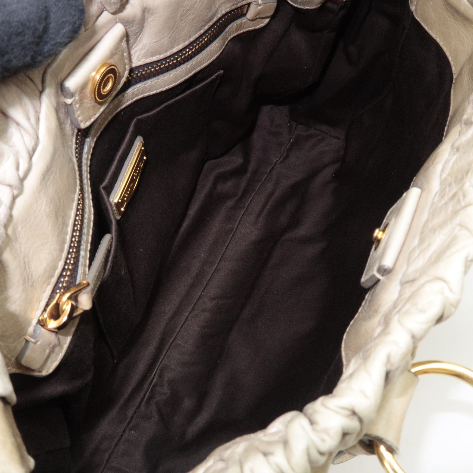 MIU MIU 2Way Handbag Leather Beige *Dust bag