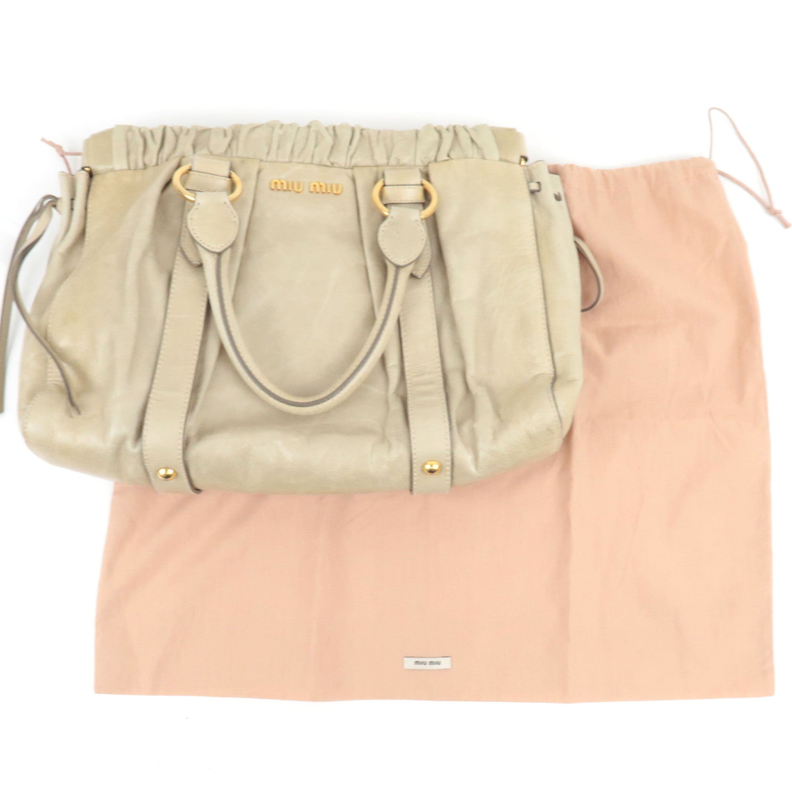 MIU MIU 2Way Handbag Leather Beige *Dust bag