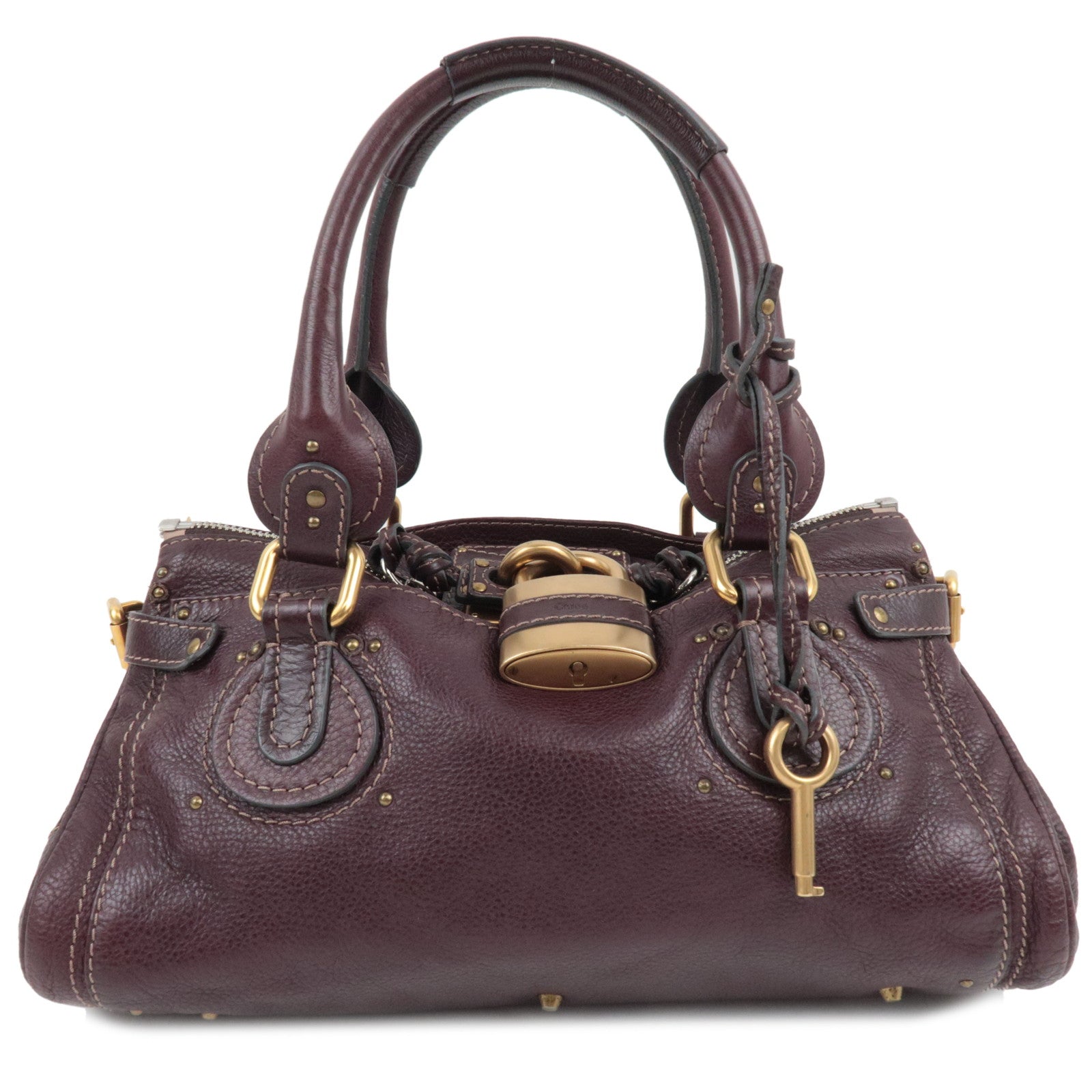 Chloe Paddington Handbag Leather Maroon *Key Lock, G card81476