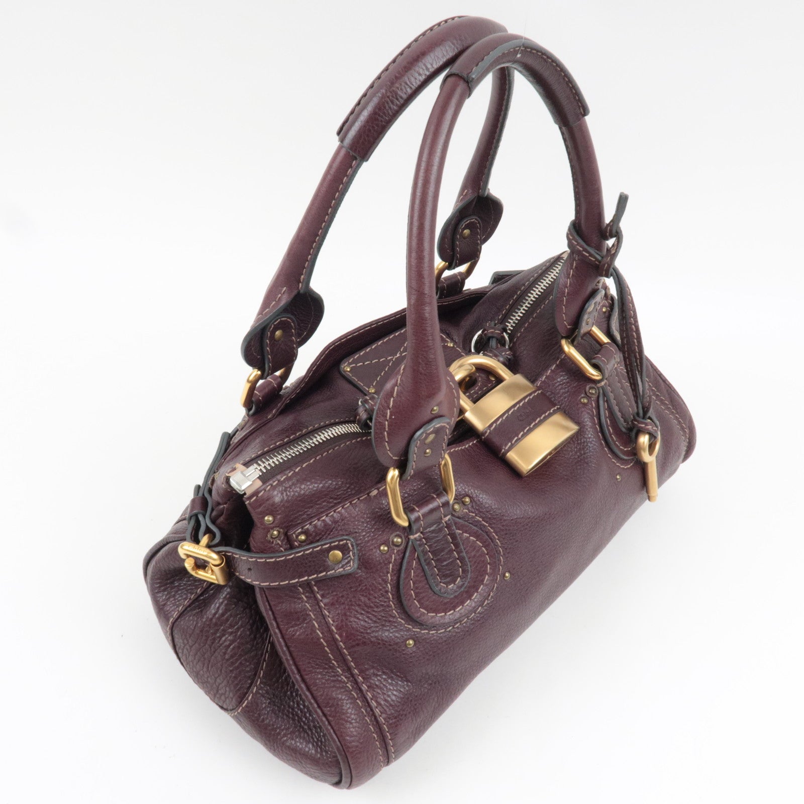 Chloe Paddington Handbag Leather Maroon *Key Lock, G card