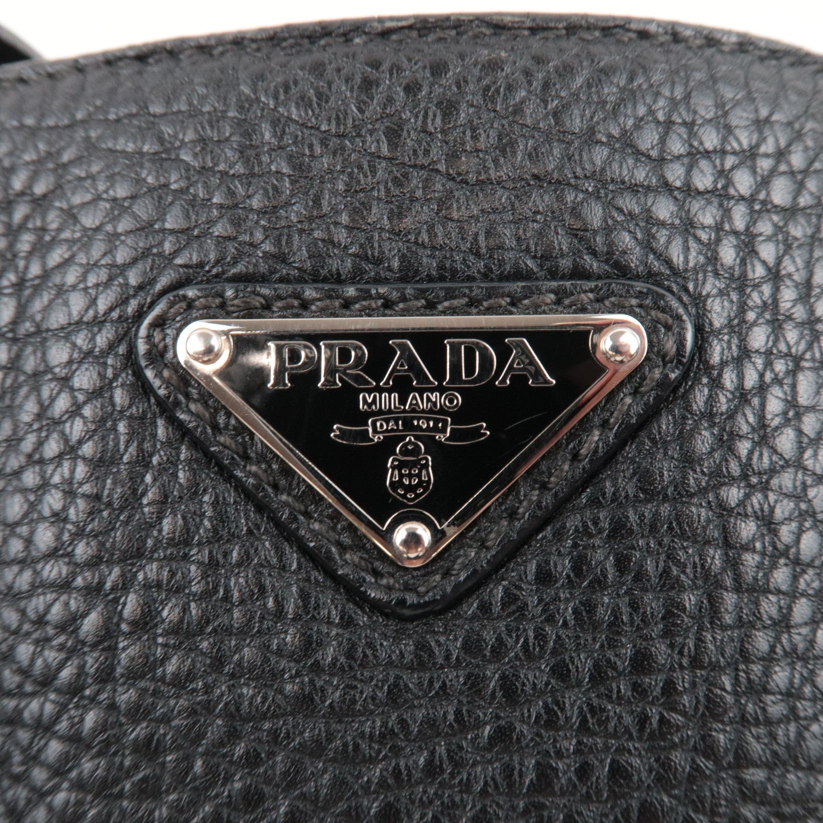 PRADA Logo Tote Bag Leather Black *Dust bag