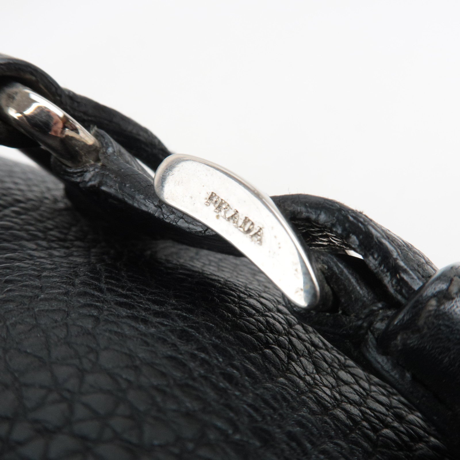 PRADA Logo Tote Bag Leather Black *Dust bag