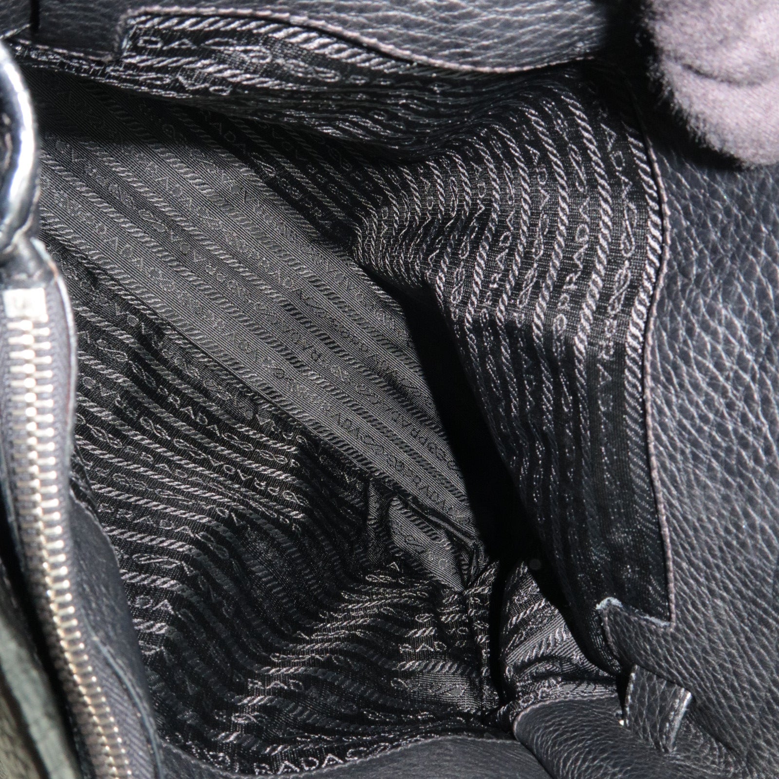 PRADA Logo Tote Bag Leather Black *Dust bag