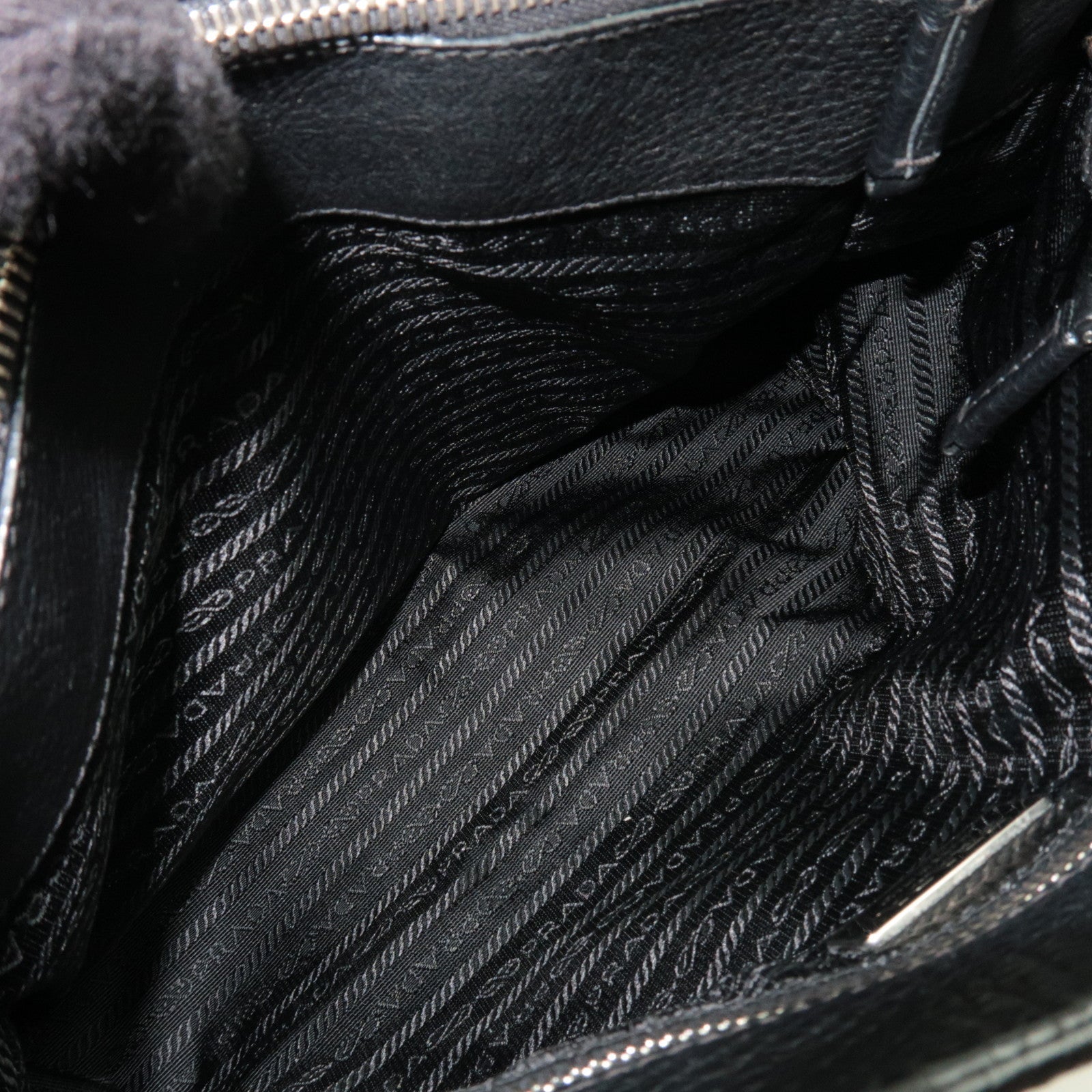 PRADA Logo Tote Bag Leather Black *Dust bag