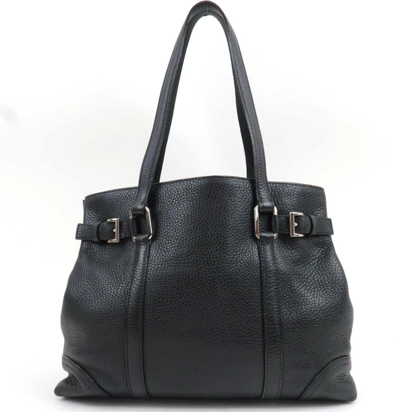 PRADA Logo Tote Bag Leather Black *Dust bag