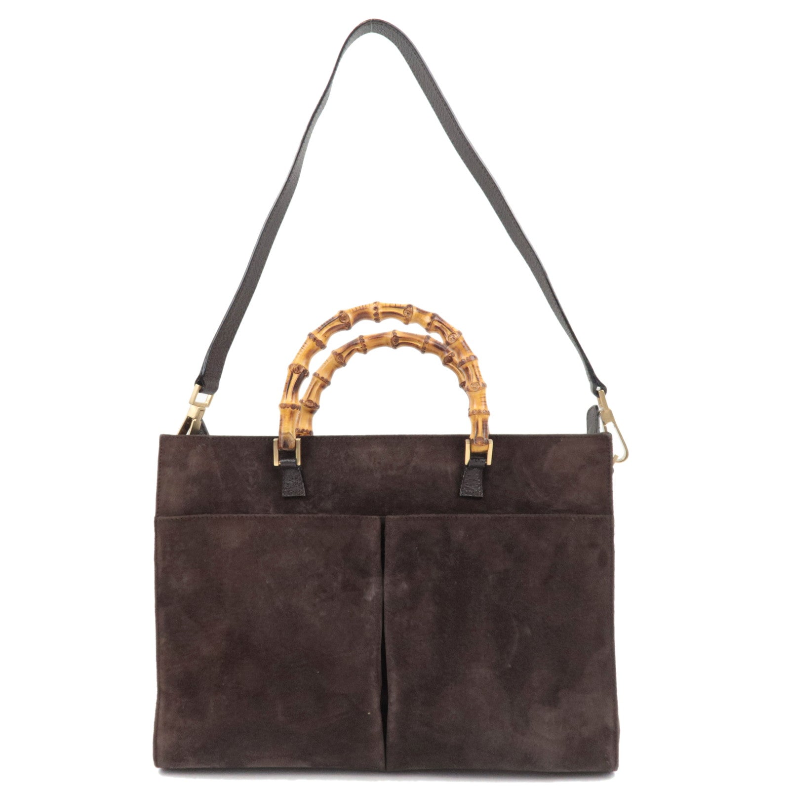 GUCCI Bamboo 2Way Handbag Suede Brown 001.2855.1875.0 *Dust bag, Strap81480