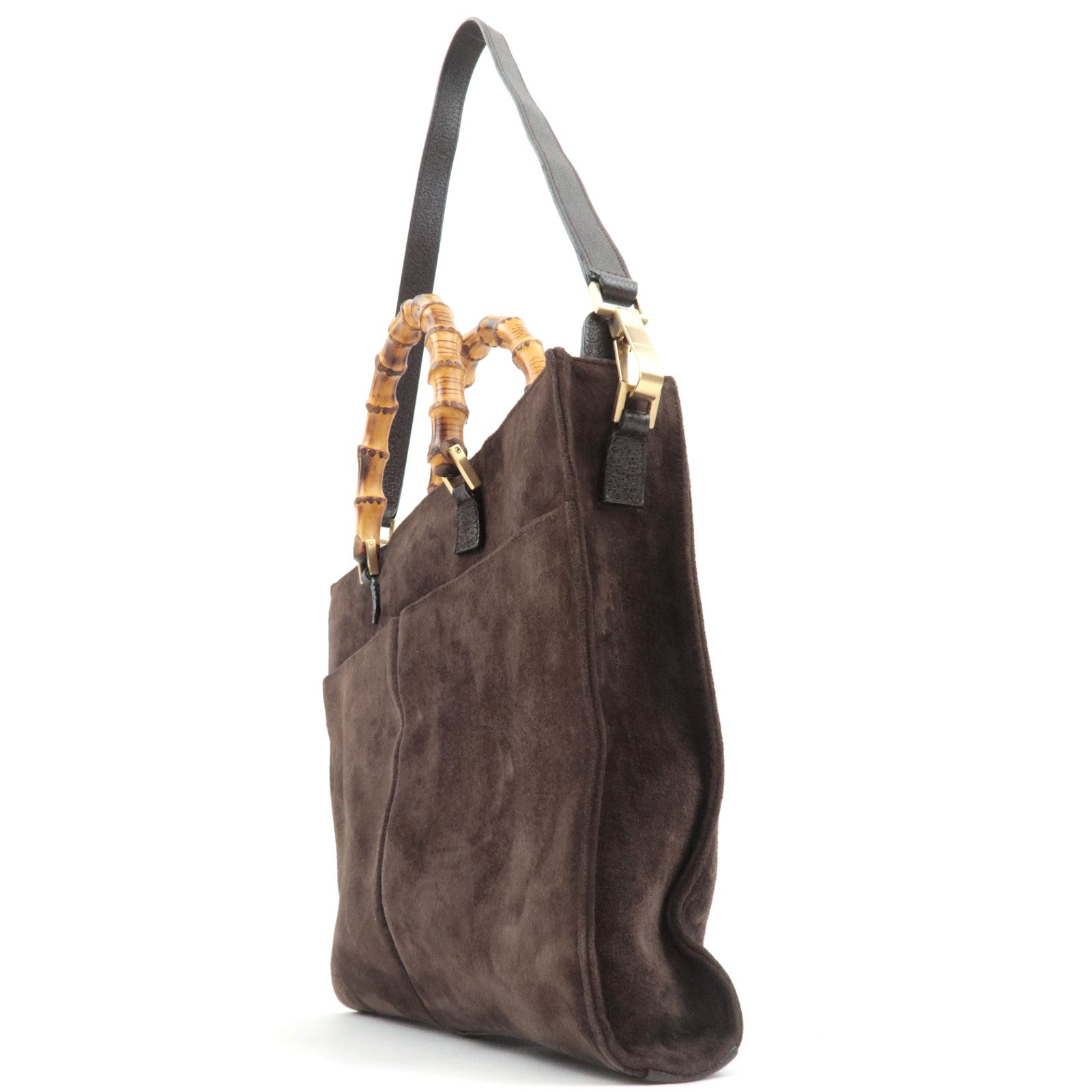 GUCCI Bamboo 2Way Handbag Suede Brown 001.2855.1875.0 *Dust bag, Strap