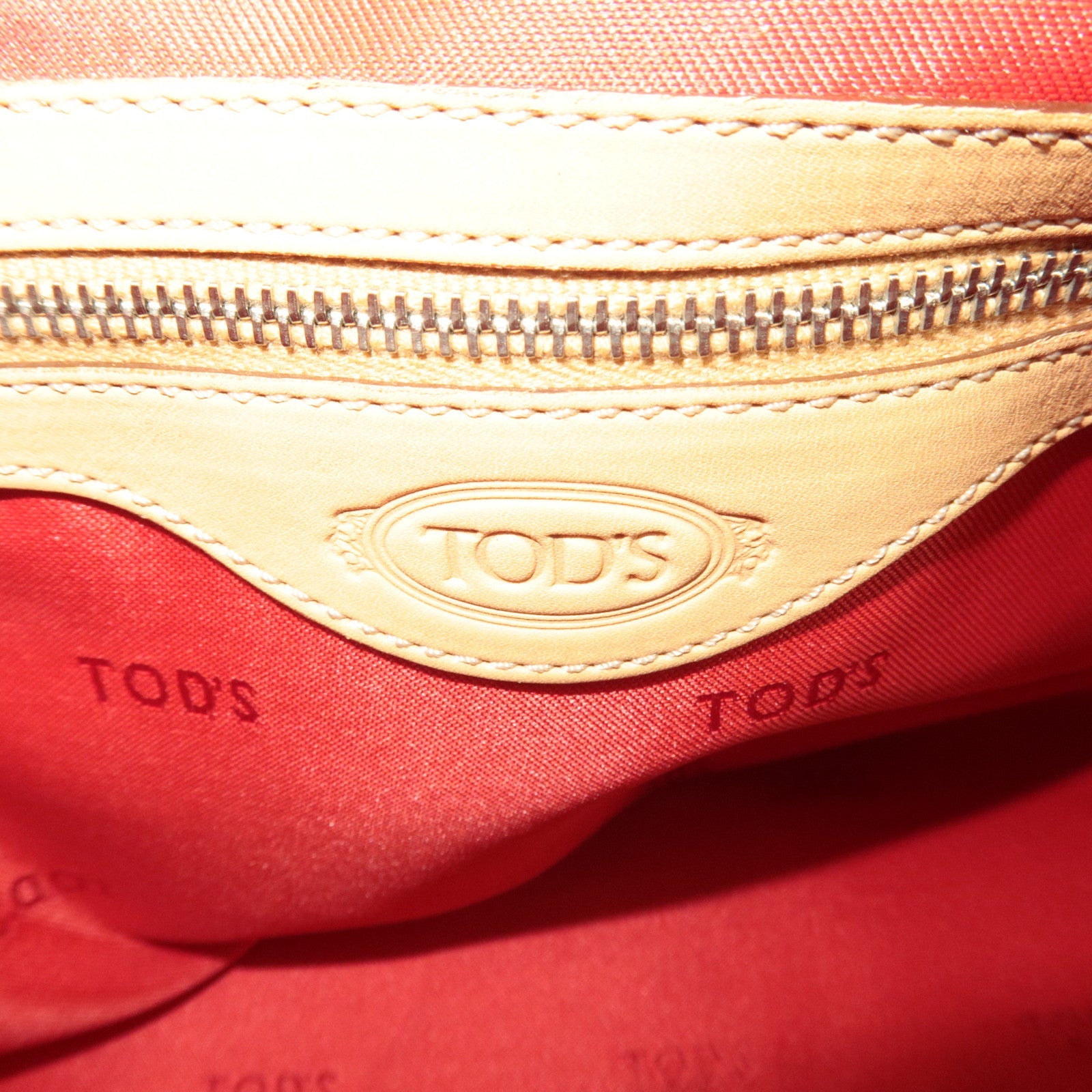 TOD'S Boston Bag Denim Leather Blue Beige *Dust bag