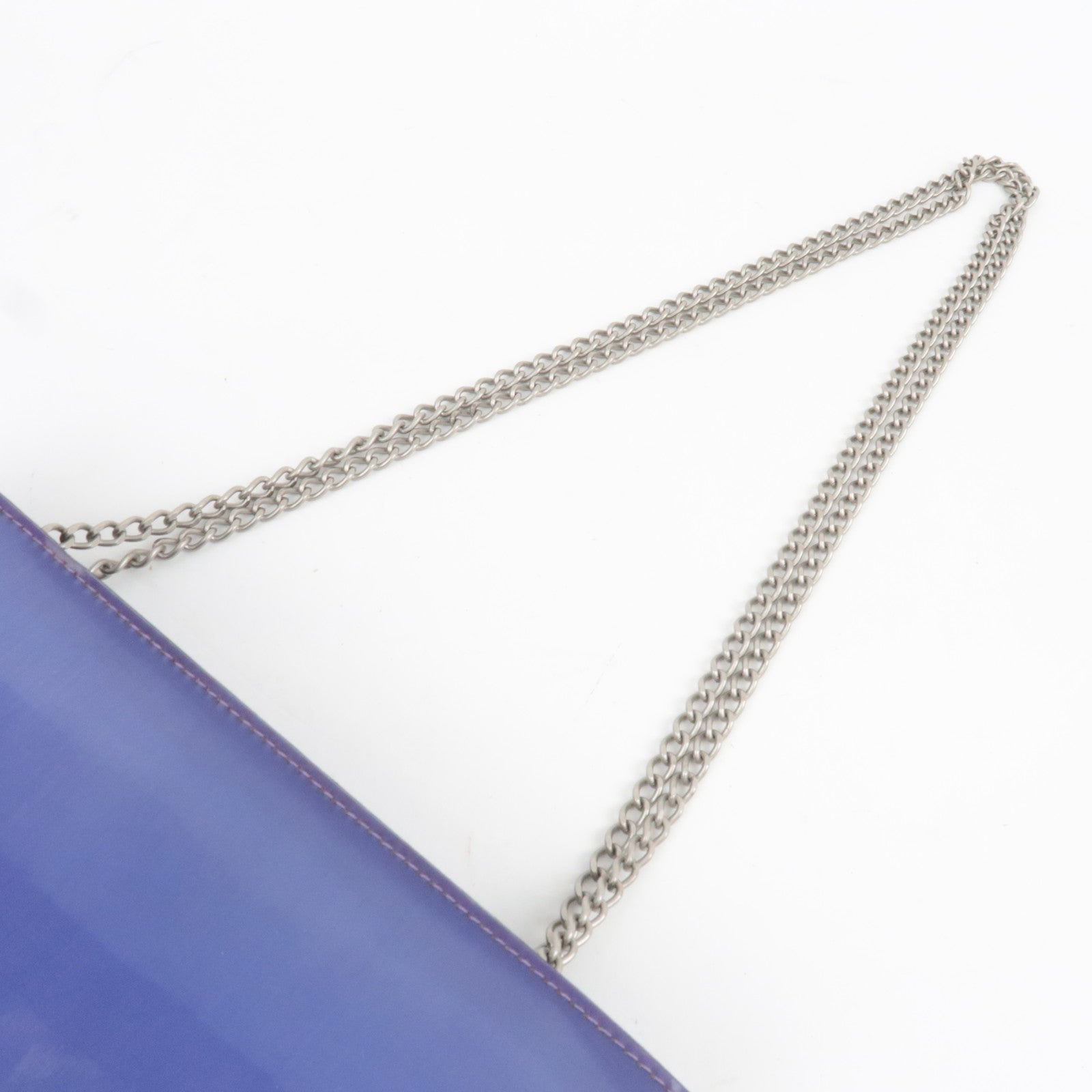 CHANEL Hologram Coco Mark Chain Shoulder Bag Purple Silver HDW 6151598 *G card