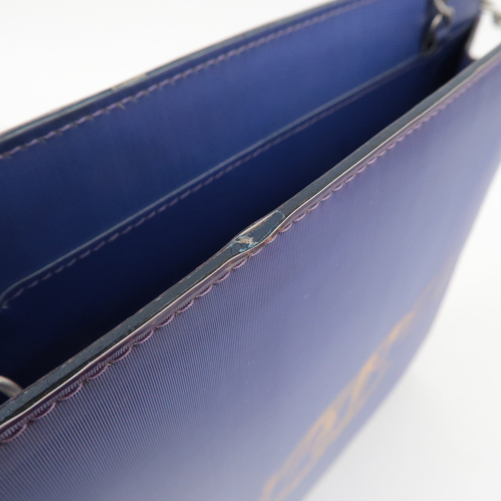 CHANEL Hologram Coco Mark Chain Shoulder Bag Purple Silver HDW 6151598 *G card