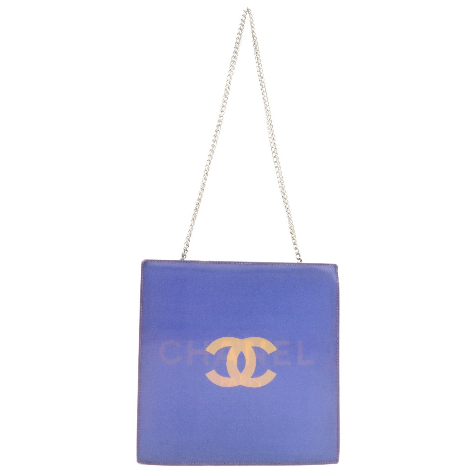 CHANEL Hologram Coco Mark Chain Shoulder Bag Purple Silver HDW 6151598 *G card81483