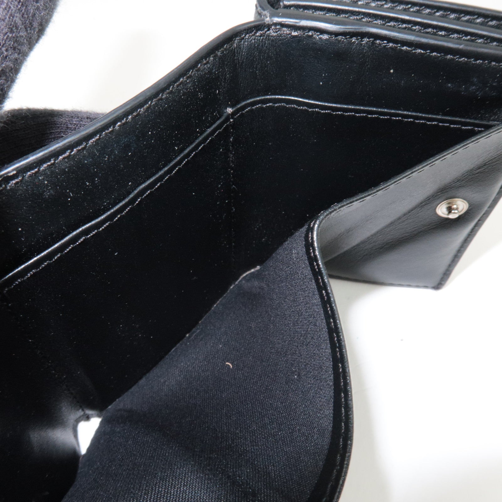 FENDI Zucca Diagonal Compact Tri-Fold Wallet Leather Black Yellow 7M0280 *Box, Dust bag