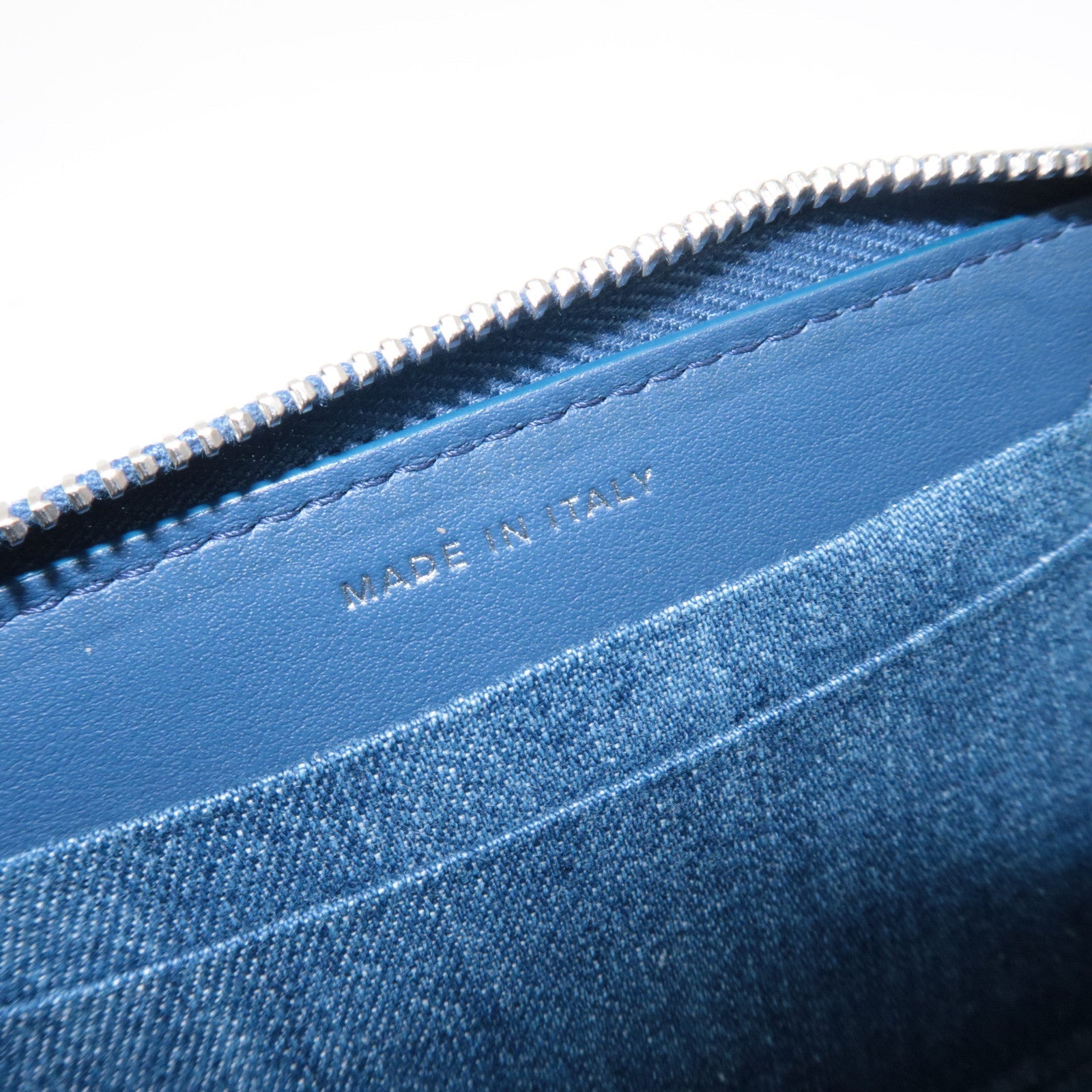 CHANEL Matelasse Round Zipper Long Wallet Denim Blue 27616023 *G card