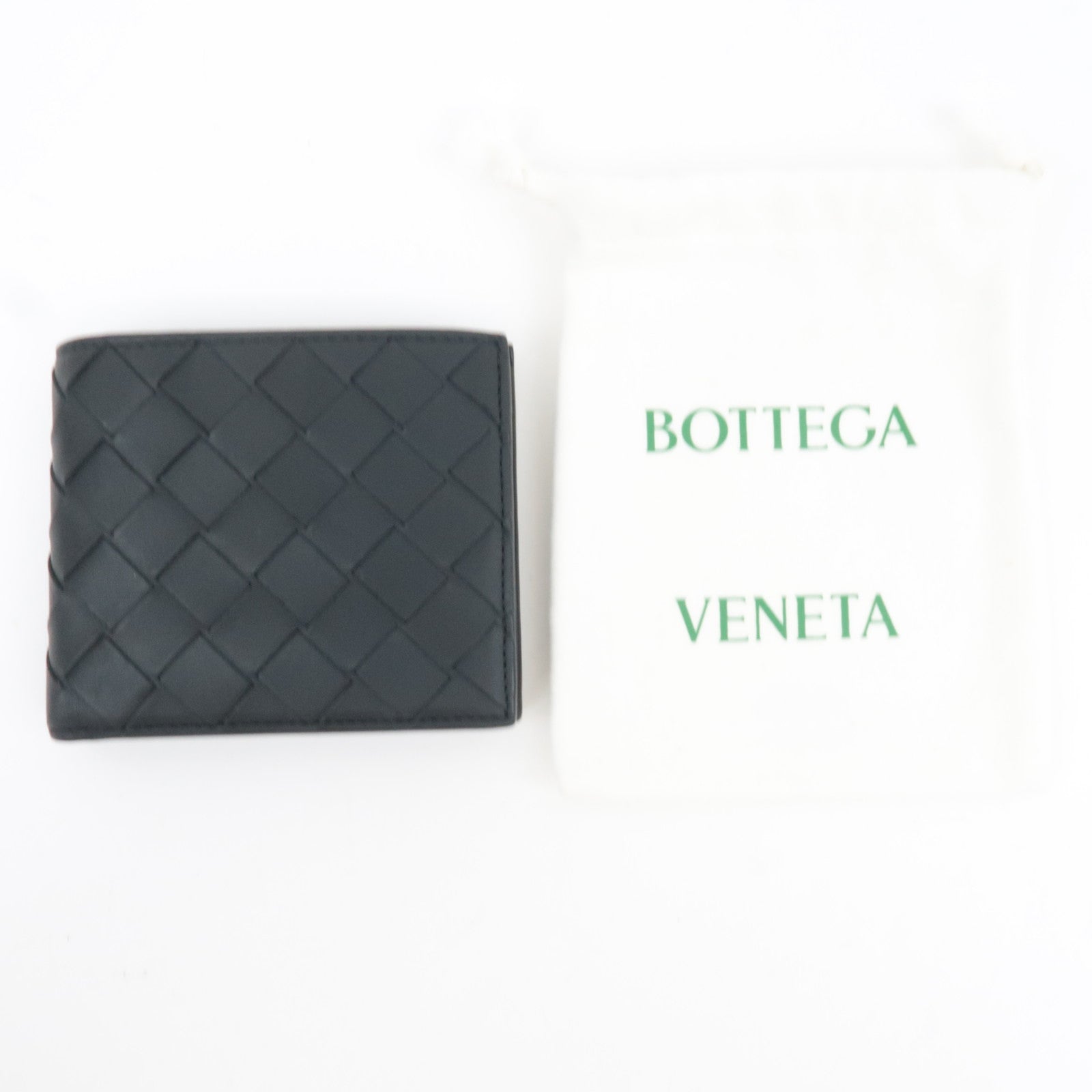 BOTTEGA VENETA Intrecciato Bifold Wallet Leather Black *Dust bag