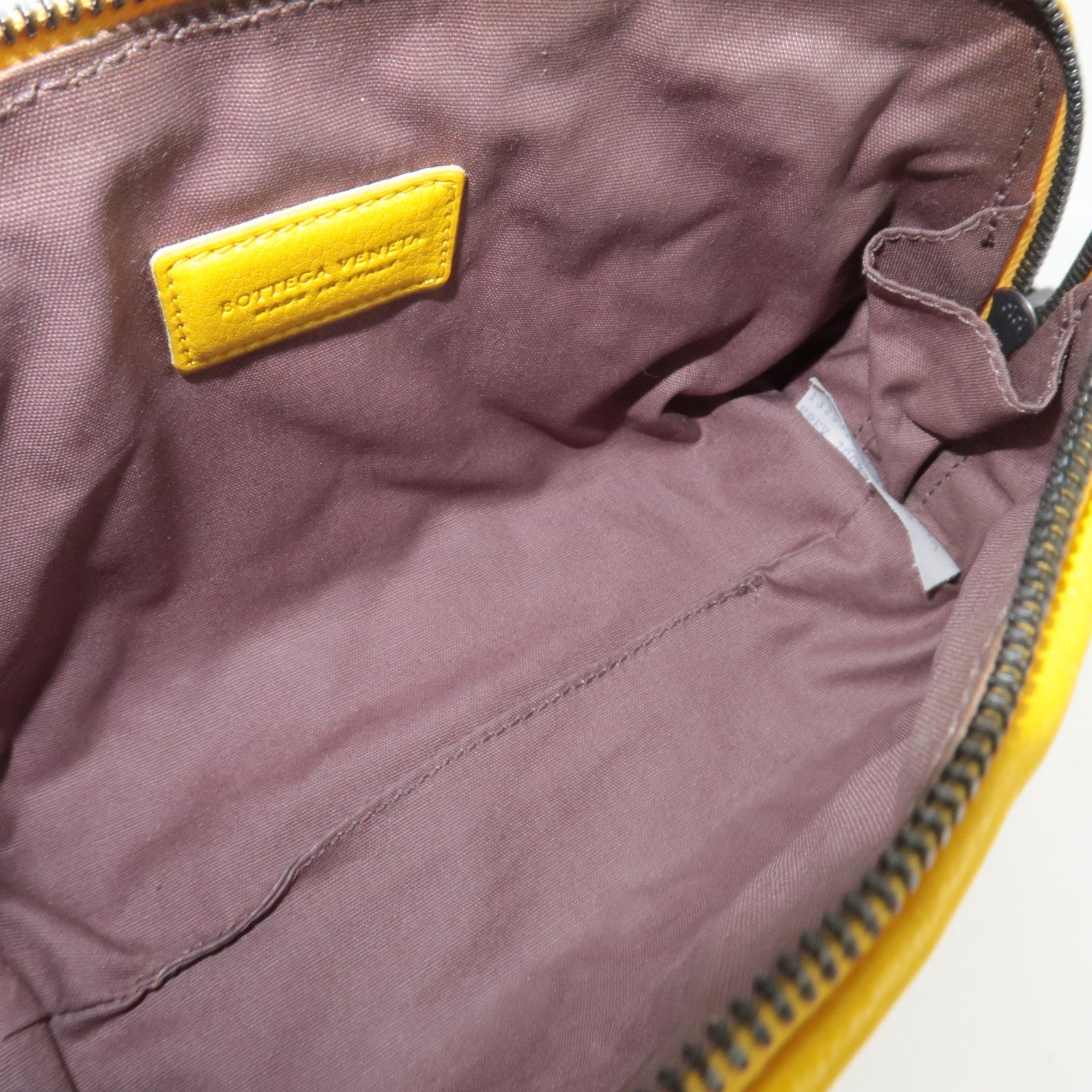 BOTTEGA VENETA Intrecciato Cosmetic Pouch Leather Yellow 132534 *Dust bag