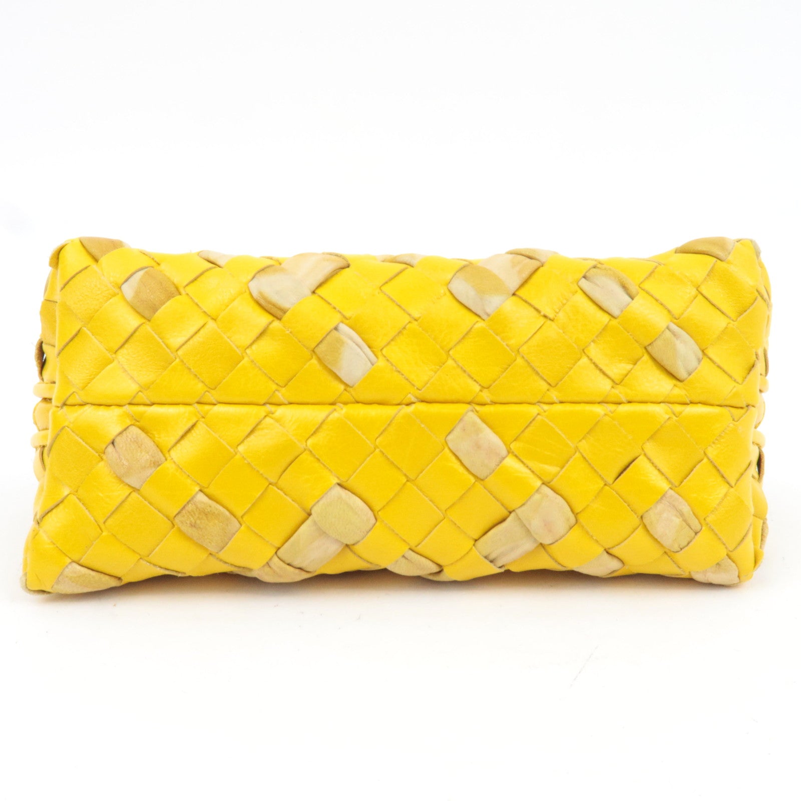 BOTTEGA VENETA Intrecciato Cosmetic Pouch Leather Yellow 132534 *Dust bag