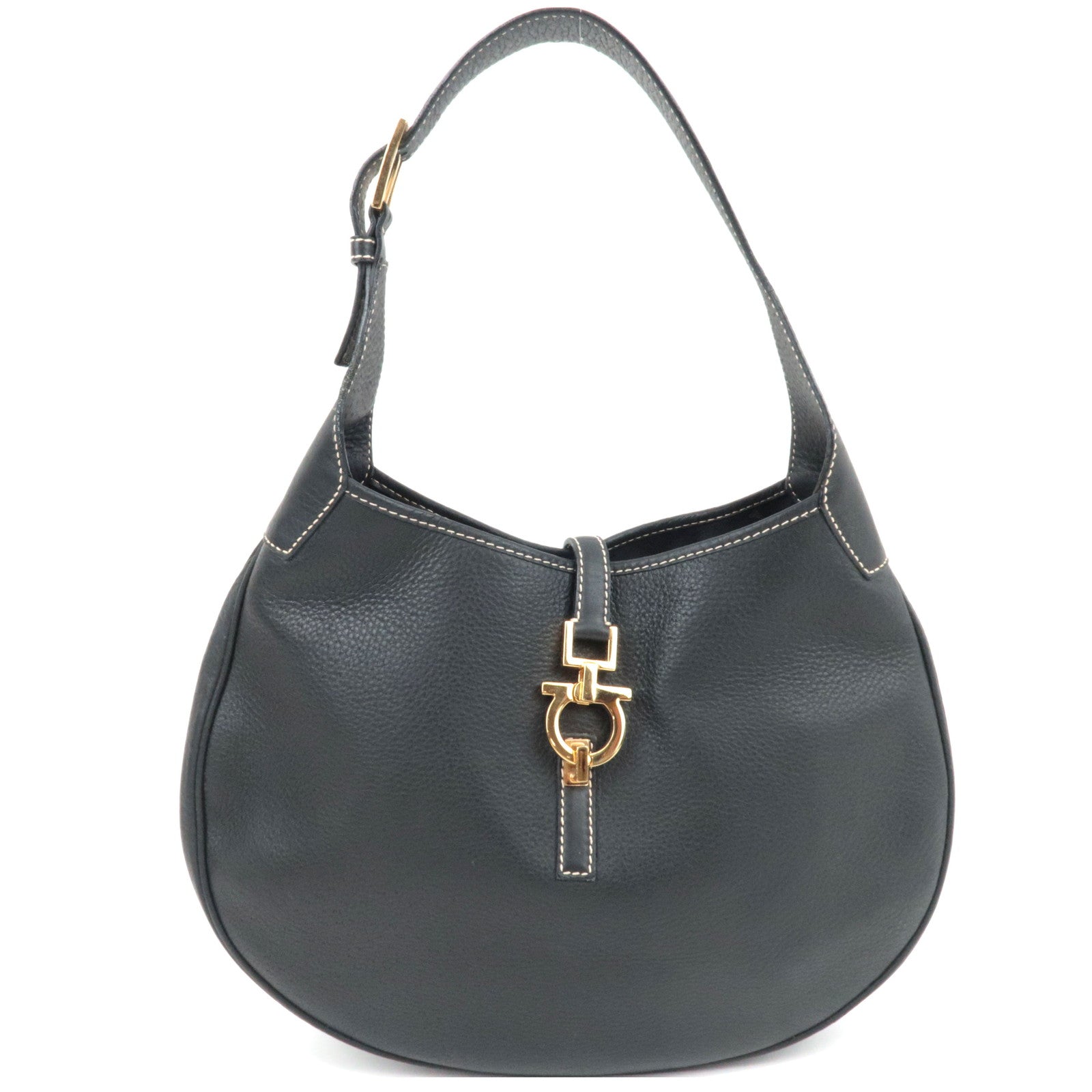 Ferragamo Gancini One Shoulder Bag Leather Black81537