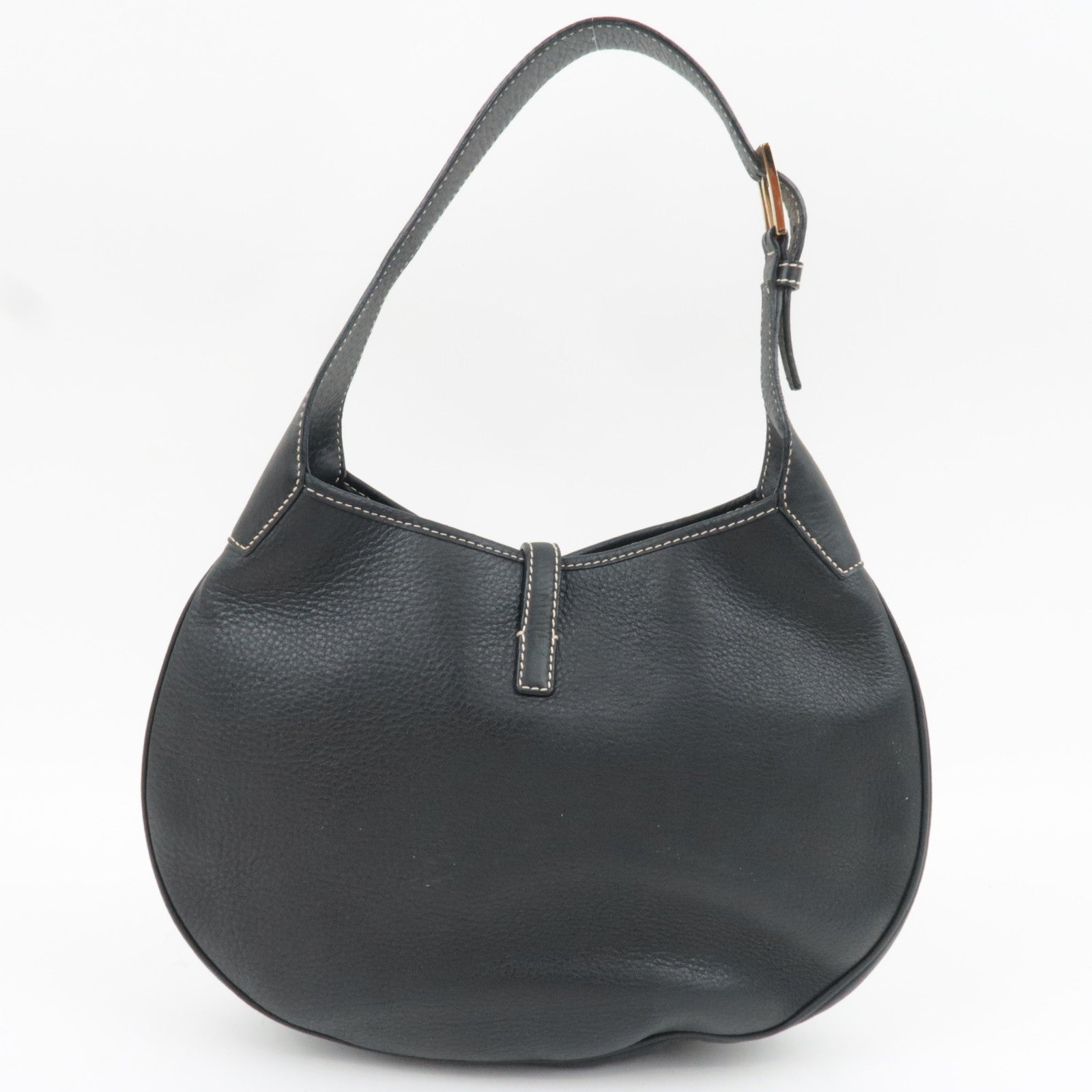 Ferragamo Gancini One Shoulder Bag Leather Black