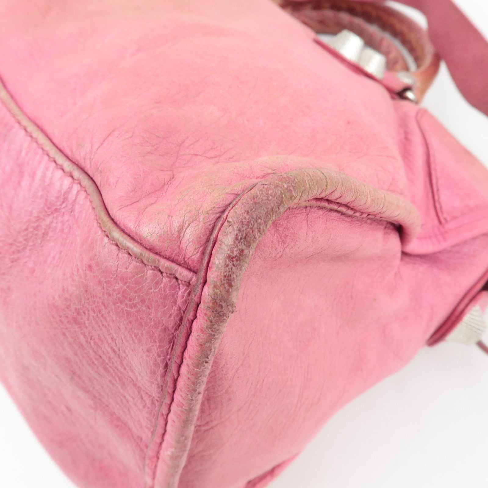 BALENCIAGA The Giant Part Time 2Way Handbag Leather Pink Silver HDW 173082 *Strap