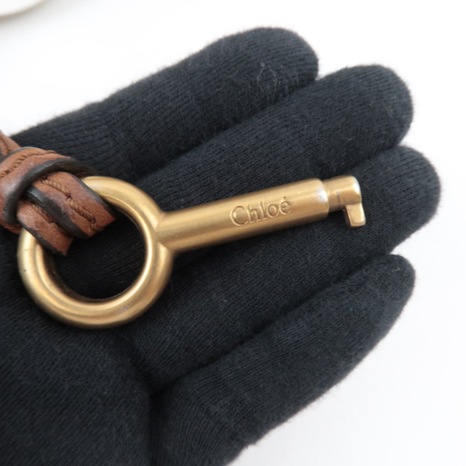 Chloe Paddington Handbag Canvas Leather Beige Gray Brown *Key Lock