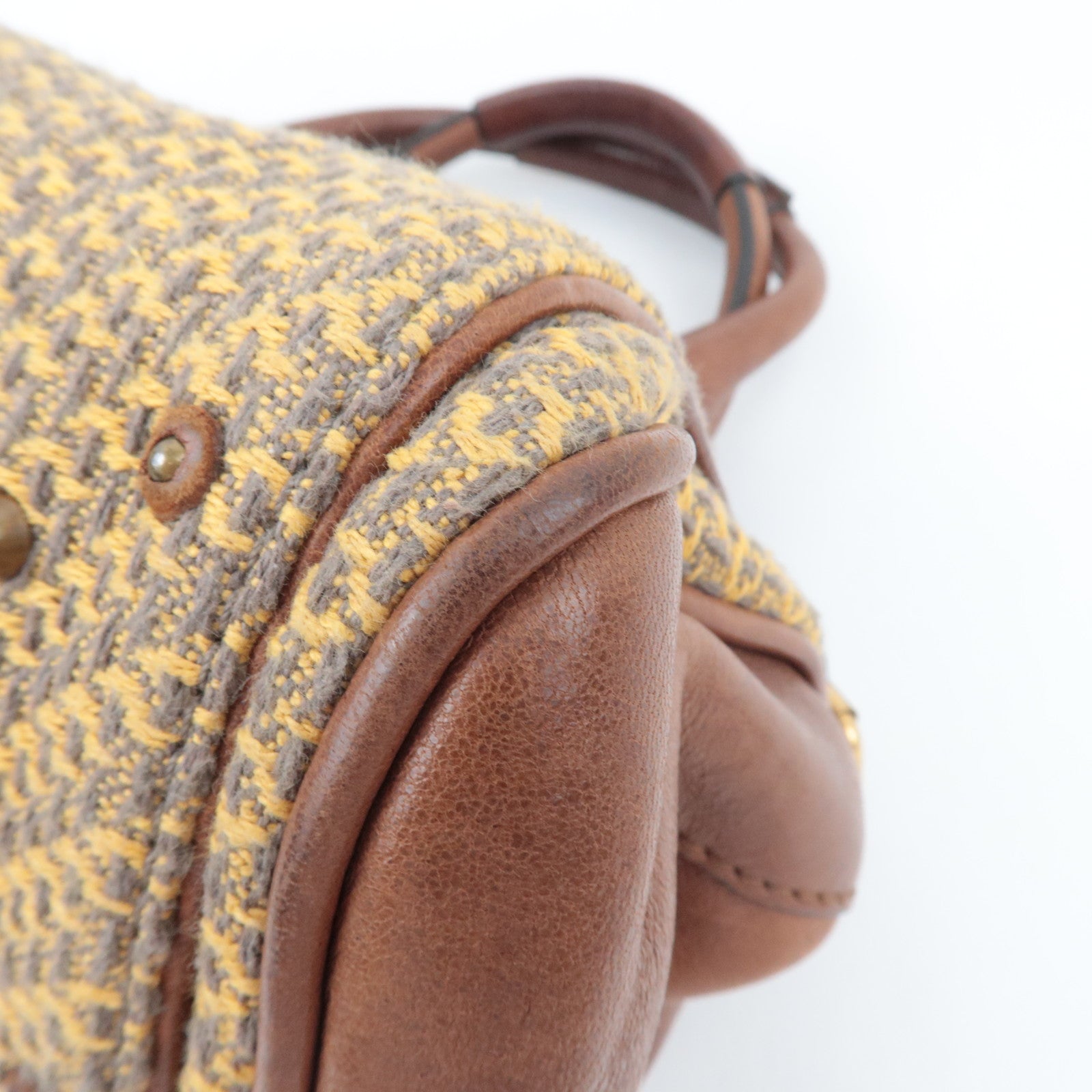 Chloe Paddington Handbag Canvas Leather Beige Gray Brown *Key Lock