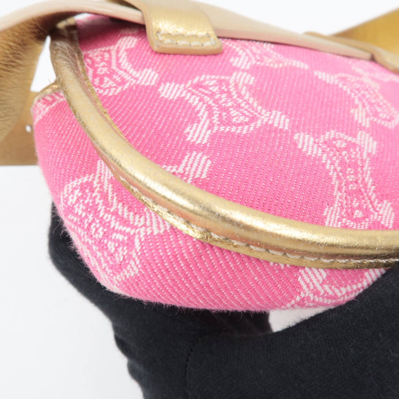 CELINE Paris Macadam Body Bag Canvas Leather Pink Gold *Dust bag