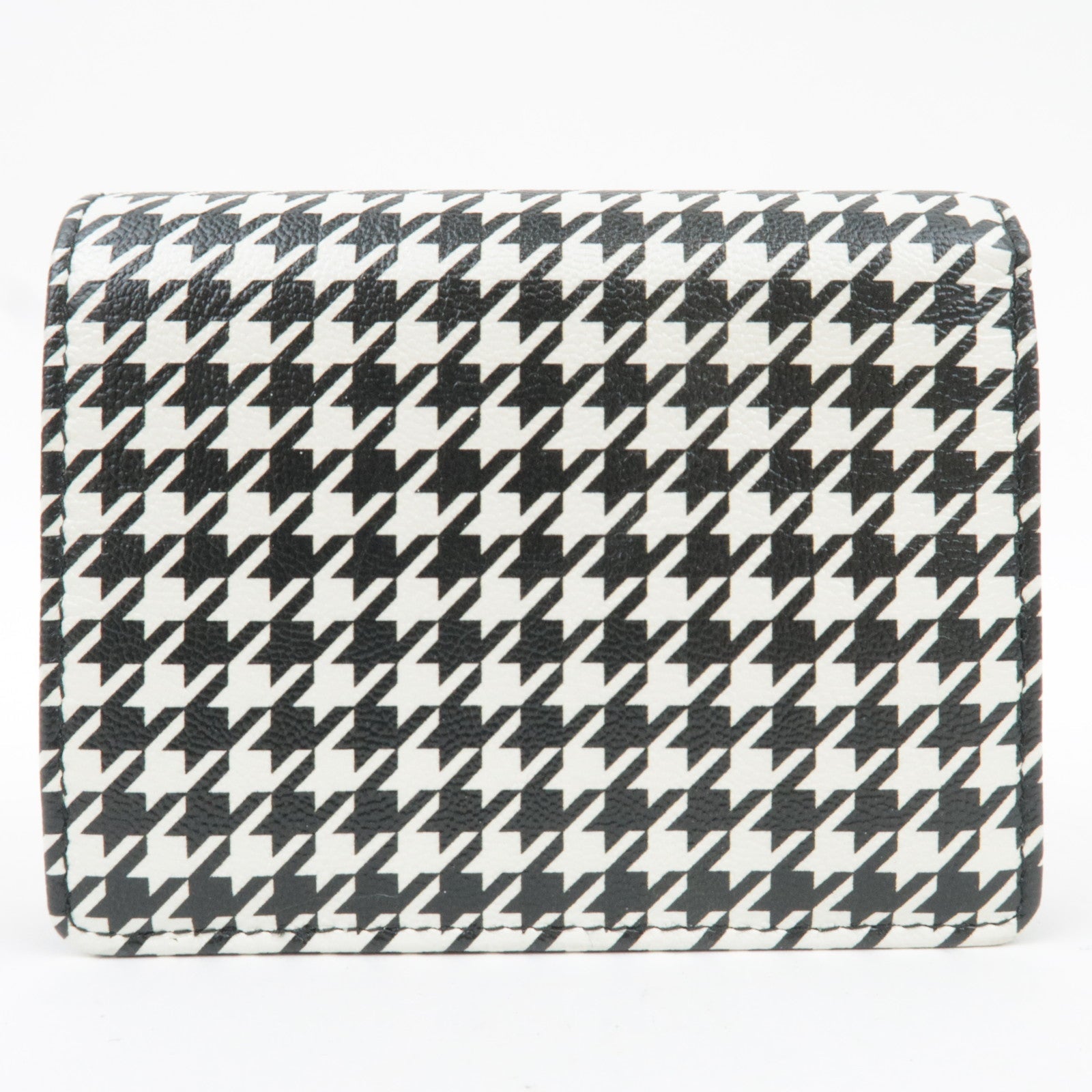MIU MIU Houndstooth Bifold Wallet Leather Black White 5MV204 *Box
