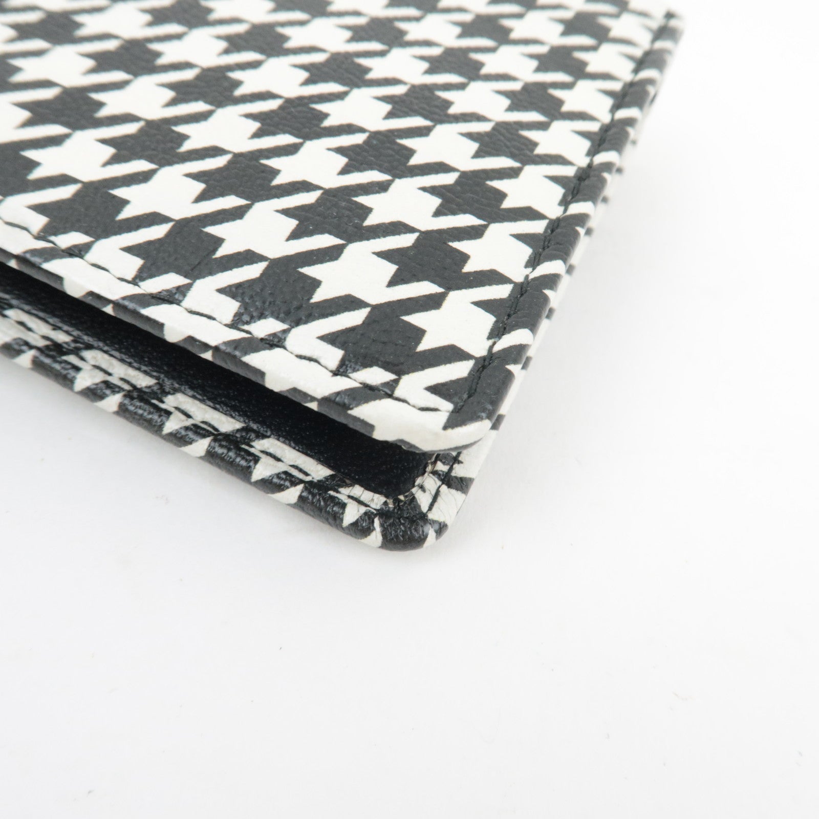 MIU MIU Houndstooth Bifold Wallet Leather Black White 5MV204 *Box