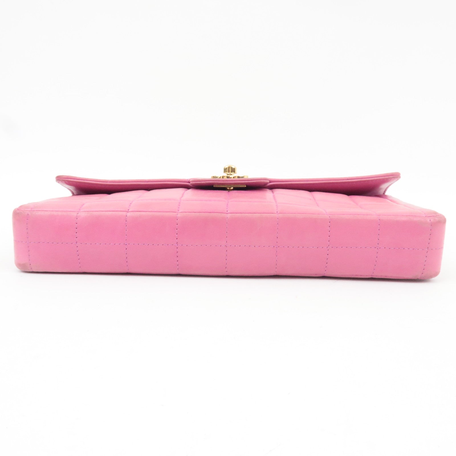 CHANEL Chocolate Bar Chain Shoulder Bag Lambskin Pink Gold HDW 7103887