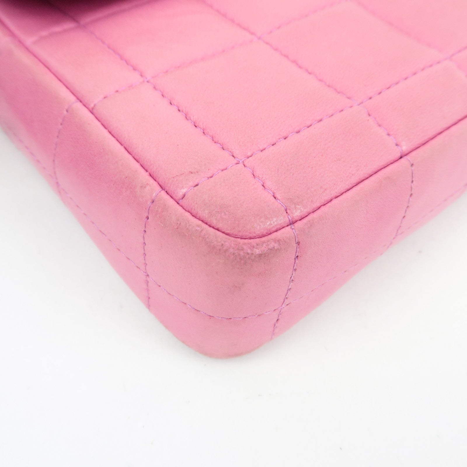 CHANEL Chocolate Bar Chain Shoulder Bag Lambskin Pink Gold HDW 7103887