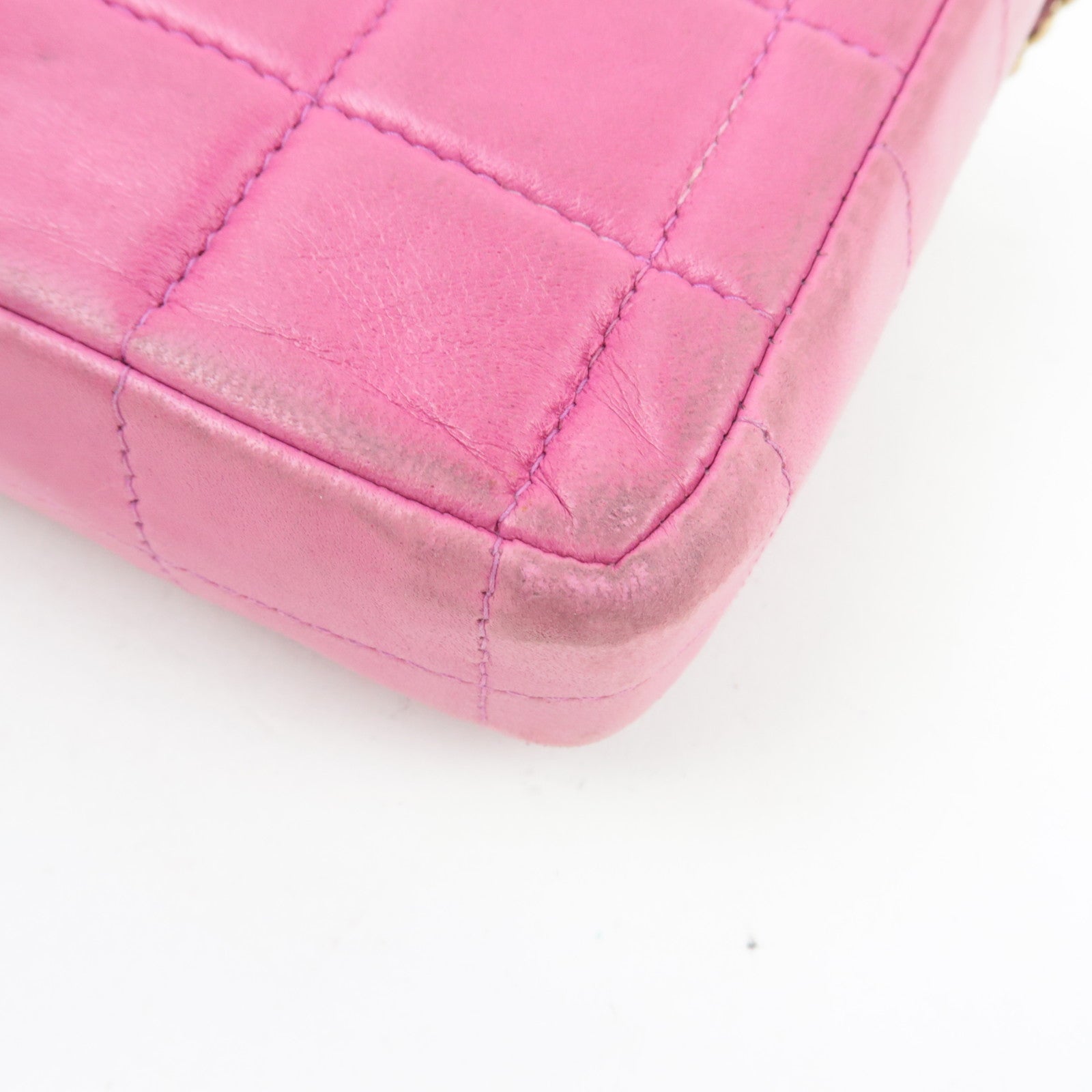 CHANEL Chocolate Bar Chain Shoulder Bag Lambskin Pink Gold HDW 7103887