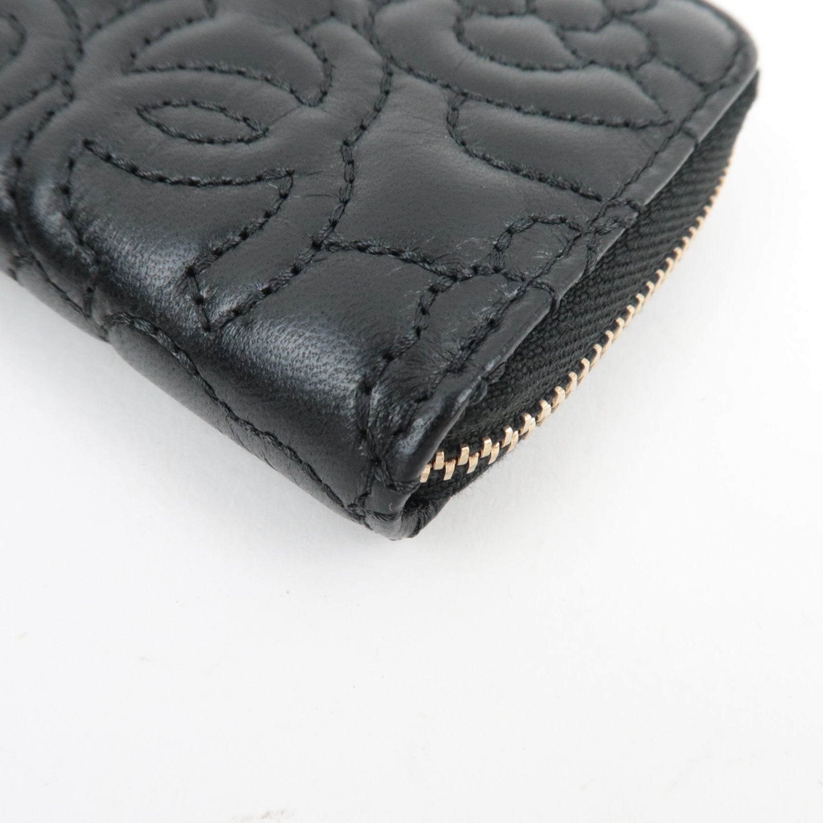 CHANEL Camellia Coin Purse Lambskin Black 26241996 *Box, Dust bag, G card