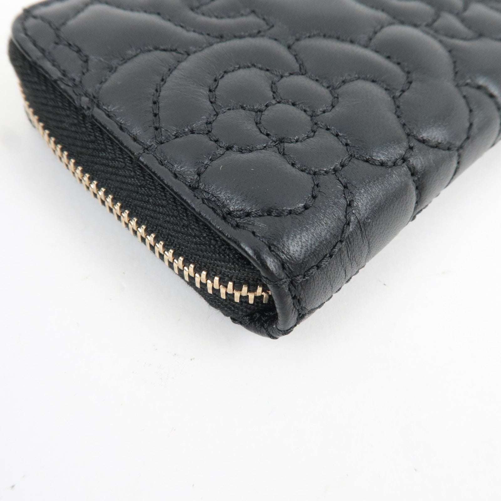 CHANEL Camellia Coin Purse Lambskin Black 26241996 *Box, Dust bag, G card