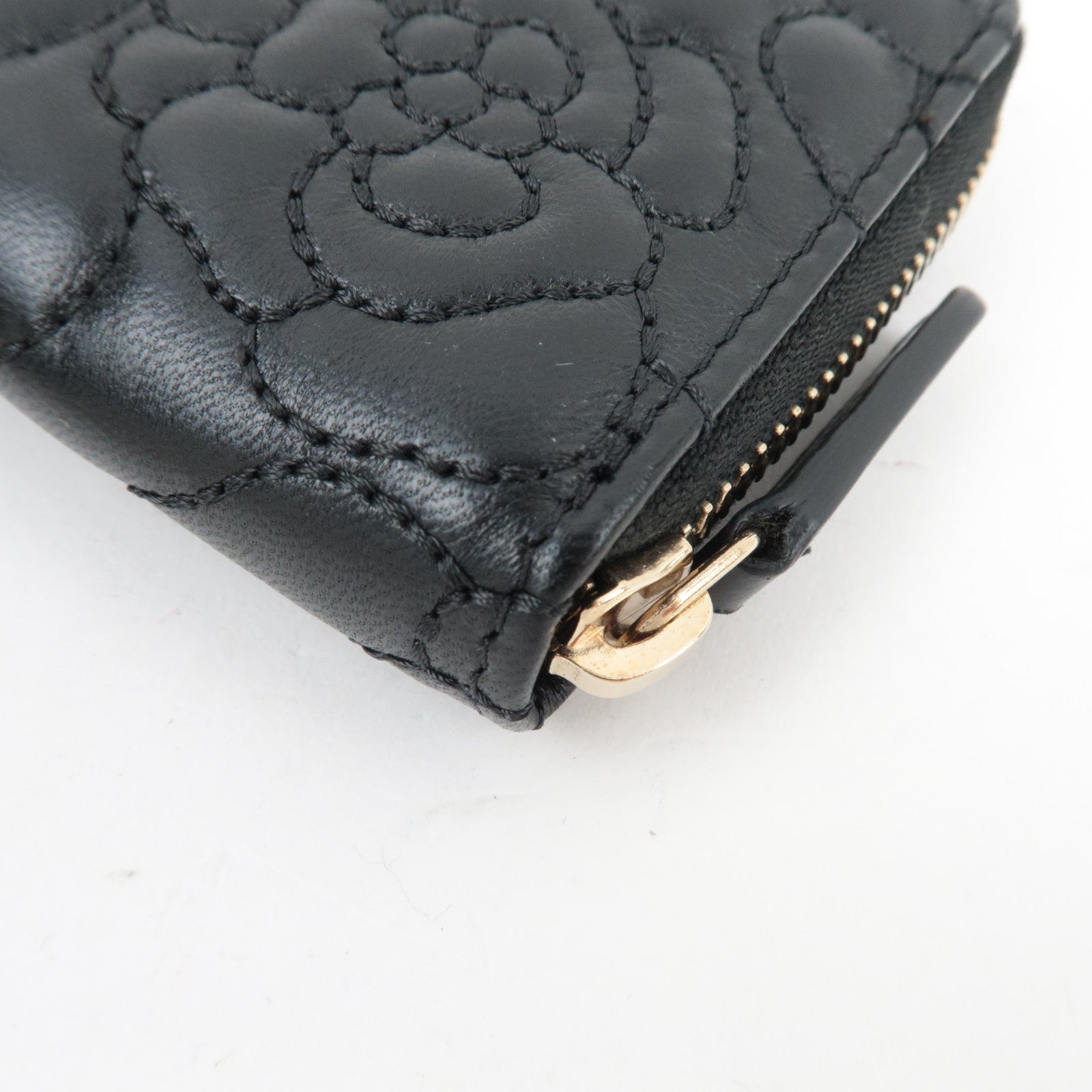 CHANEL Camellia Coin Purse Lambskin Black 26241996 *Box, Dust bag, G card